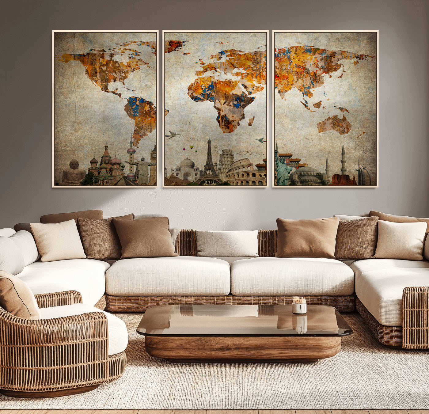 54918-MGV-CV-36X24-Push Pin World Map Canvas Print – Framed Wall Art for Couples to Track Their Travels – Anniversary Gift or Home Adventure Decor