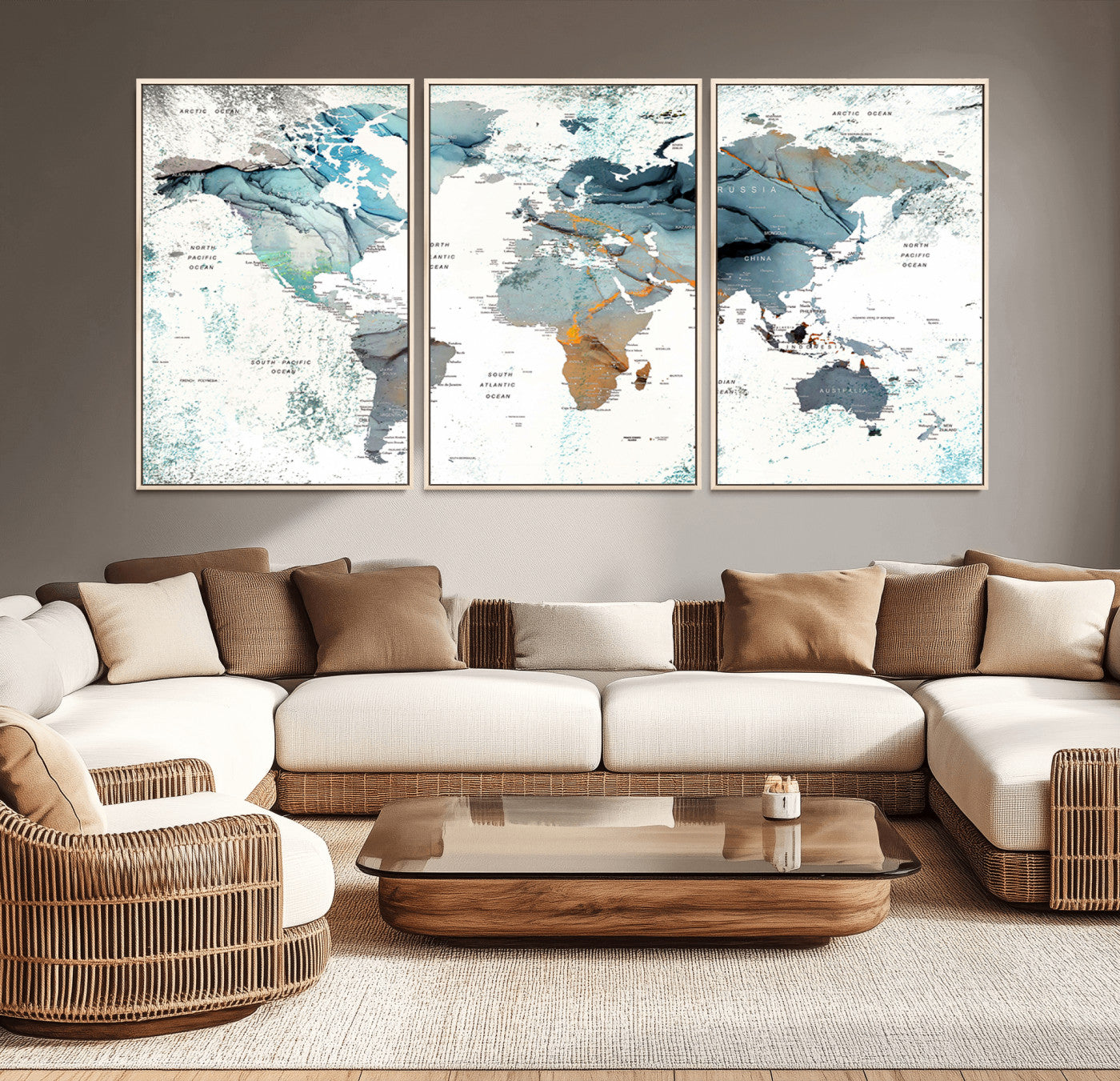 48730-MGV-CV-36X24-Push Pin World Map Canvas Print – Framed Wall Art for Couples to Track Their Travels – Anniversary Gift or Home Adventure Decor