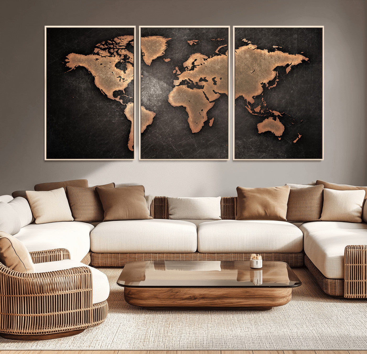 MGV-FC-60X30-3P - Push Pin World Map Canvas Print – Framed Wall Art for Couples to Track Their Travels – Anniversary
