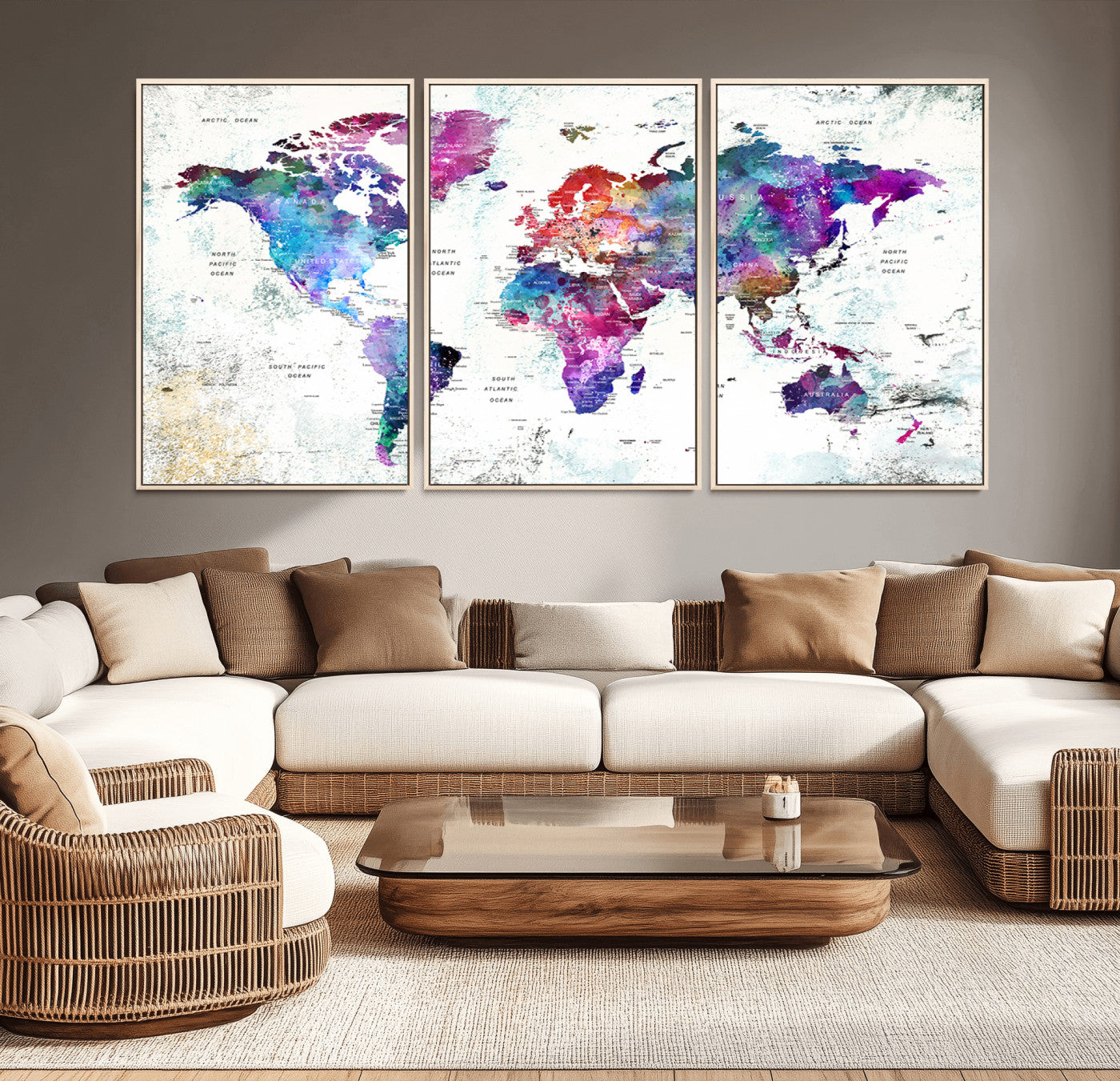58447-MGV-CV-36X24-Push Pin World Map Canvas Print – Travel Tracker Wall Art for Couples, Perfect Anniversary Gift for Home or Office Decor