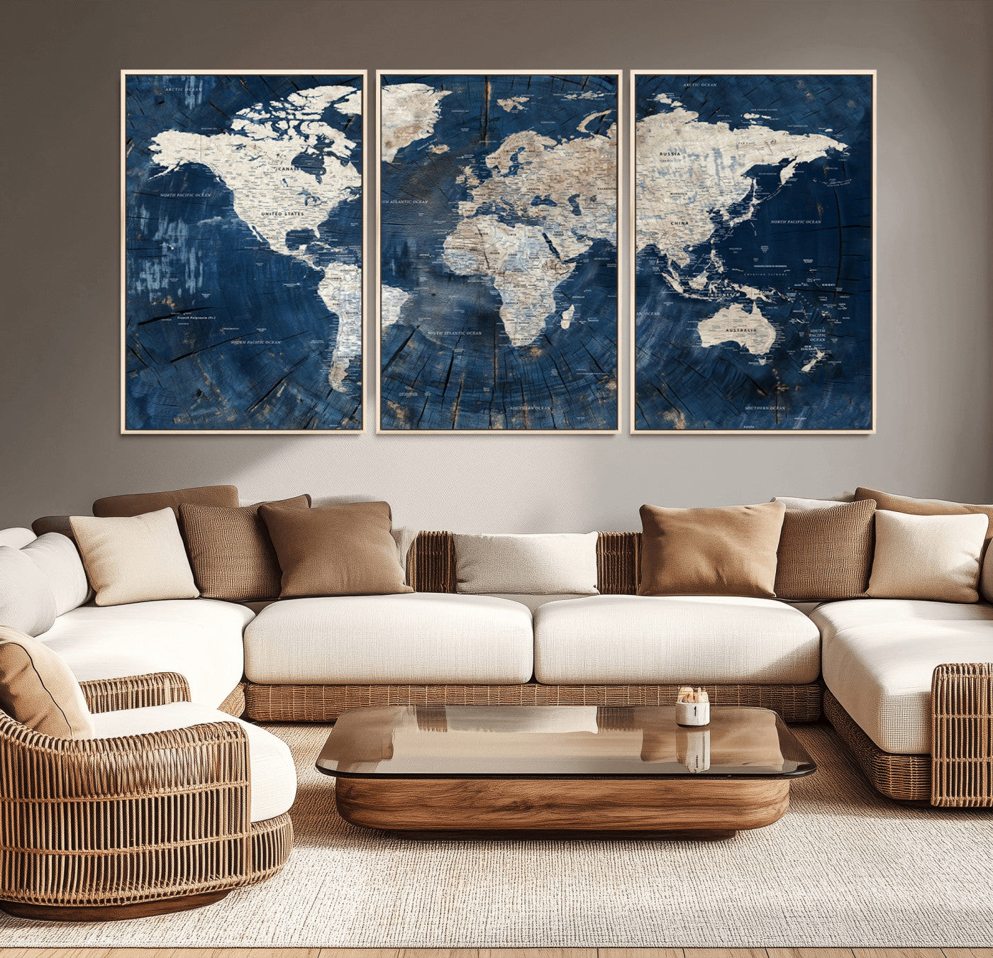 MGV-FC-60X30-3P - Push Pin World Map Canvas Print – Framed Wall Art for Couples to Track Their Travels – Anniversary