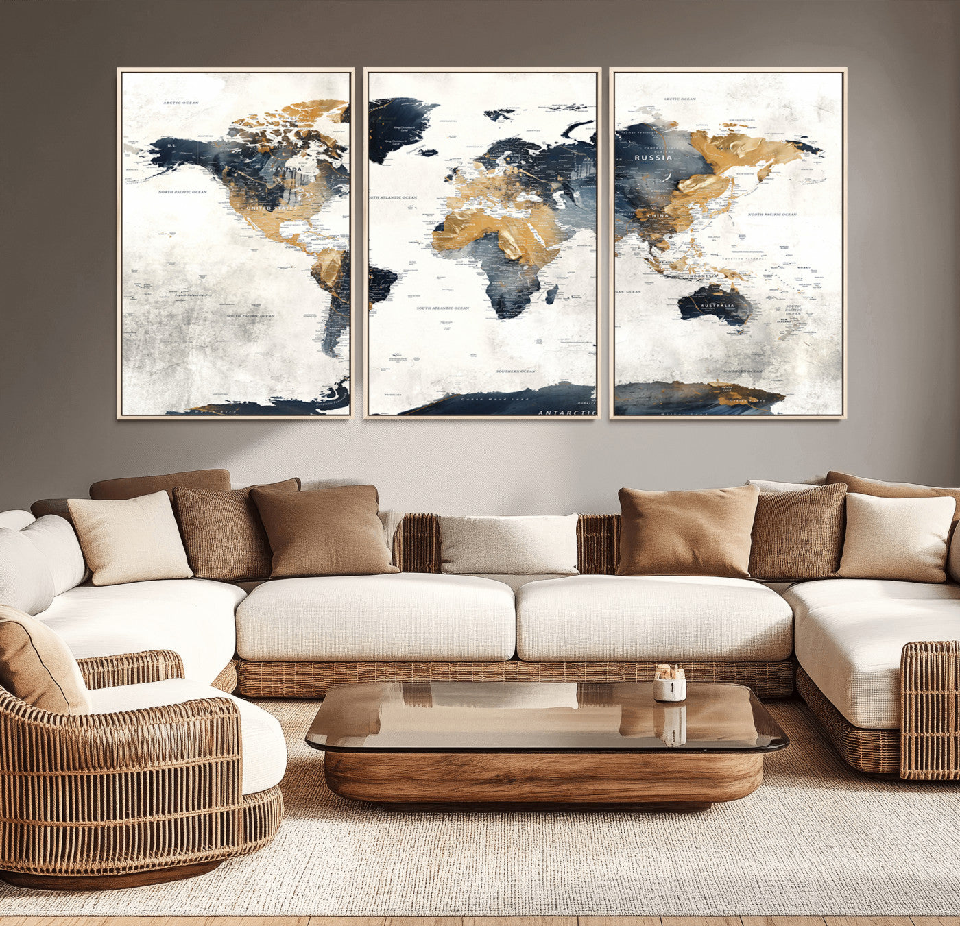 72479-MGV-CV-36X24-Push Pin World Map Canvas Print – Travel Tracker Wall Art for Couples, Perfect Anniversary Gift for Home or Office Decor