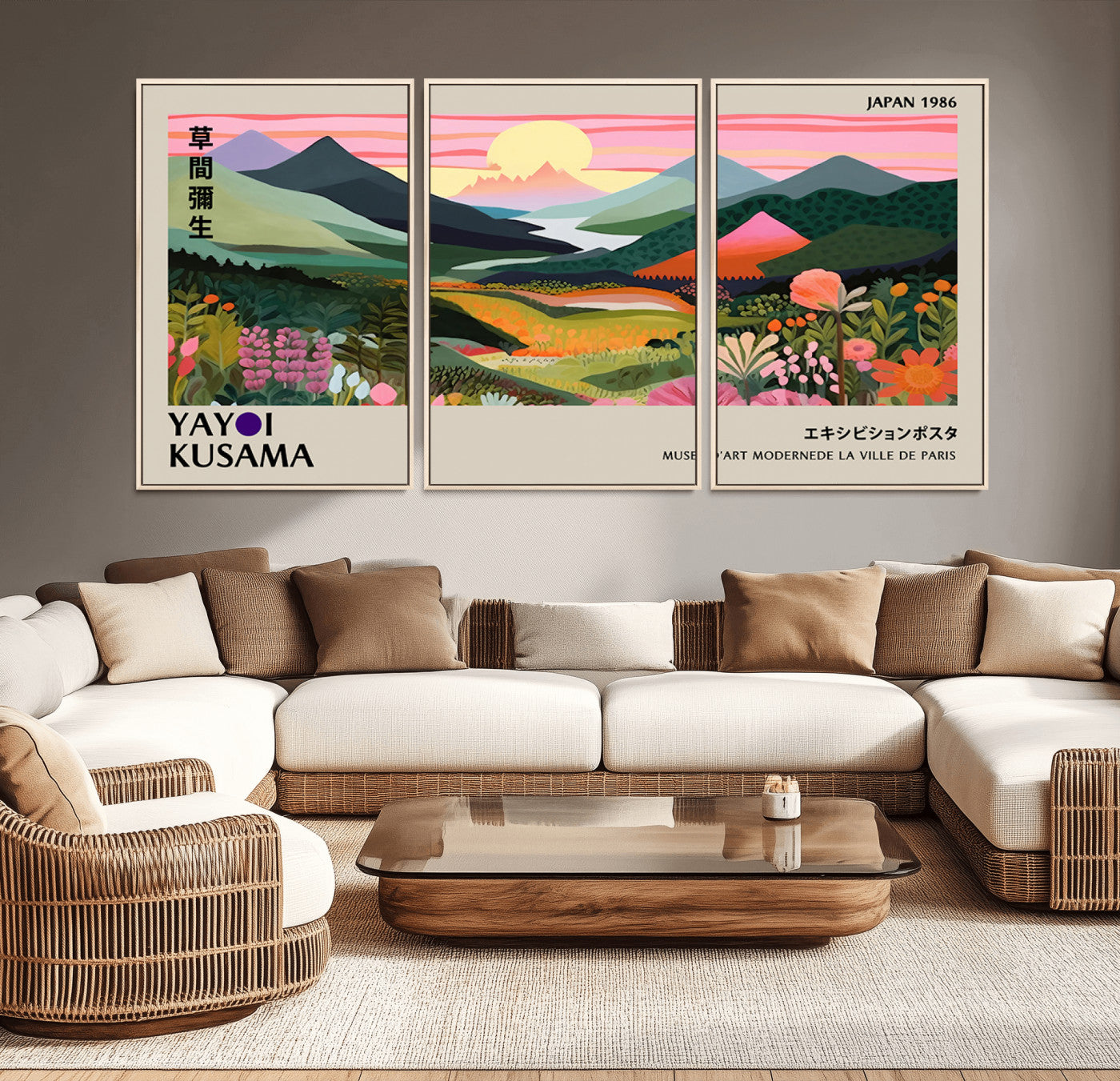 85192-MGV-CV-36X24-Yayoi Kusama 1986 Wall Art Print – Vibrant Abstract Japanese Wabi Sabi Design Modern Colorful Artwork for Home Office