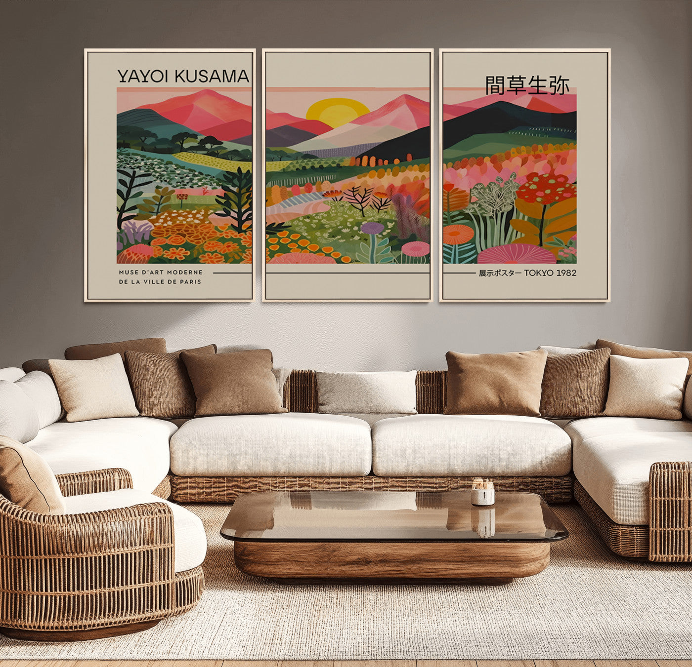 MGV-FC-60X30-3P - Yayoi Kusama 1986 Wall Art Print – Yayoi Kusama Wabi Sabi Japanese Wall Art Print - Vibrant Abstract