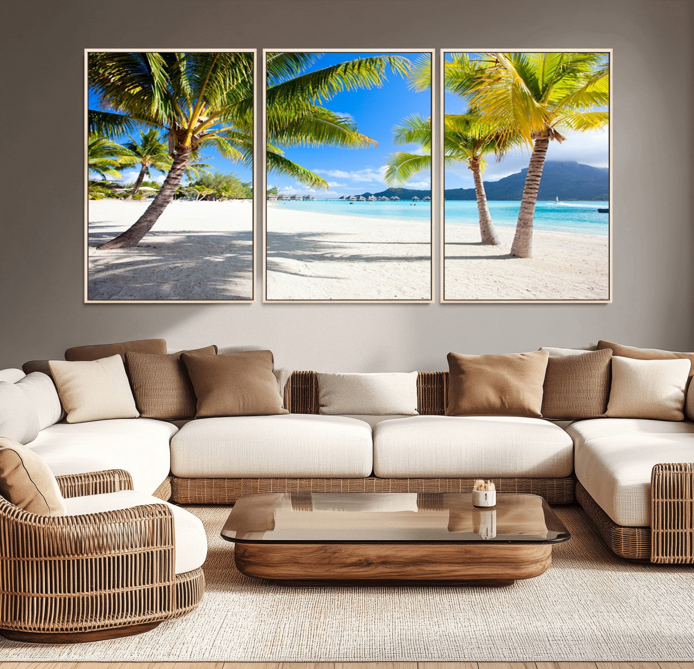 MGV-FC-60X30-3P - Blue Beach and Sea Wall Art Canvas Print