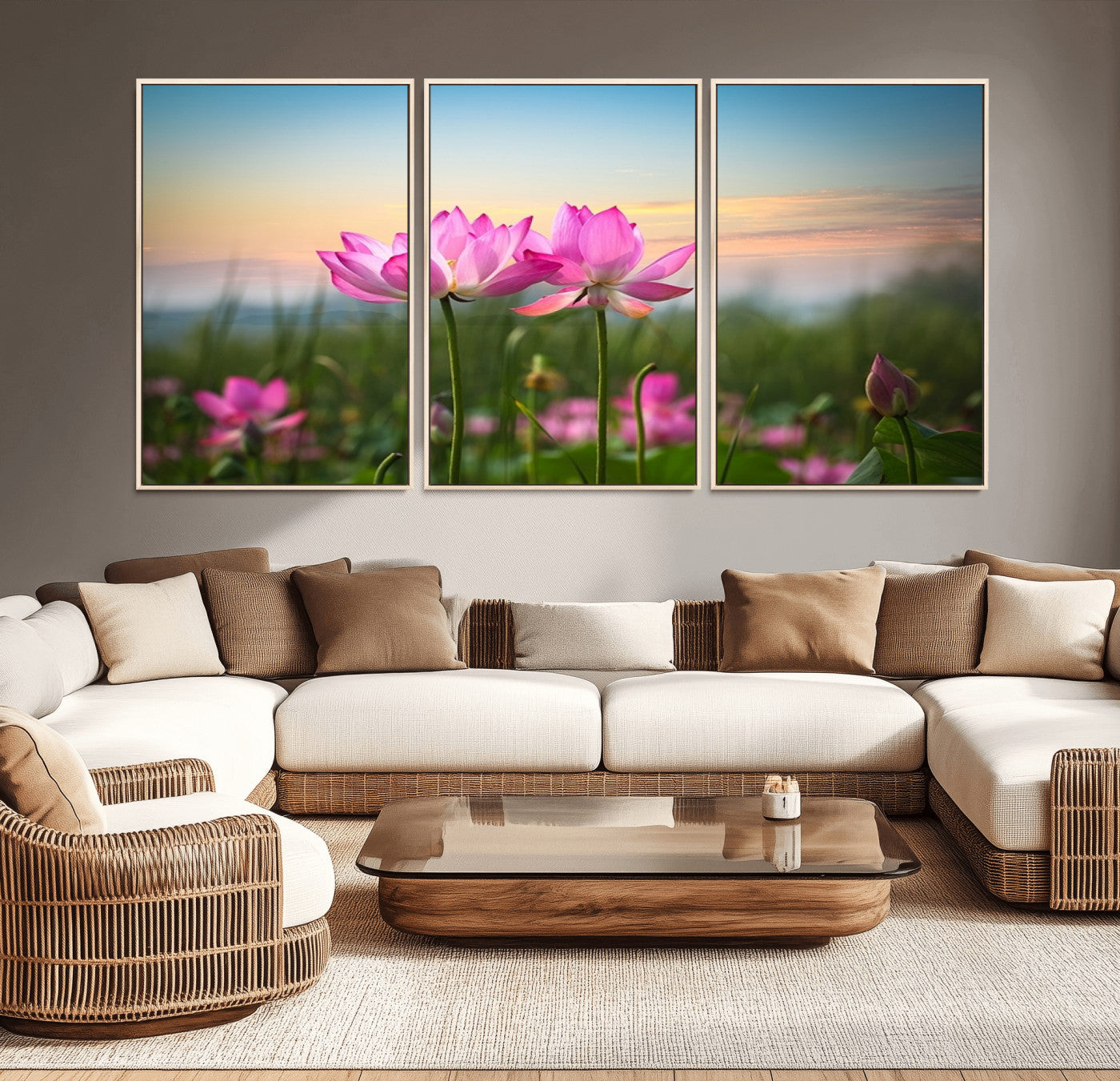 64234-MGV-CV-36X24-Pink Flower on the Mountain Canvas Print, Framed Pink Flower Canvas Wall Art