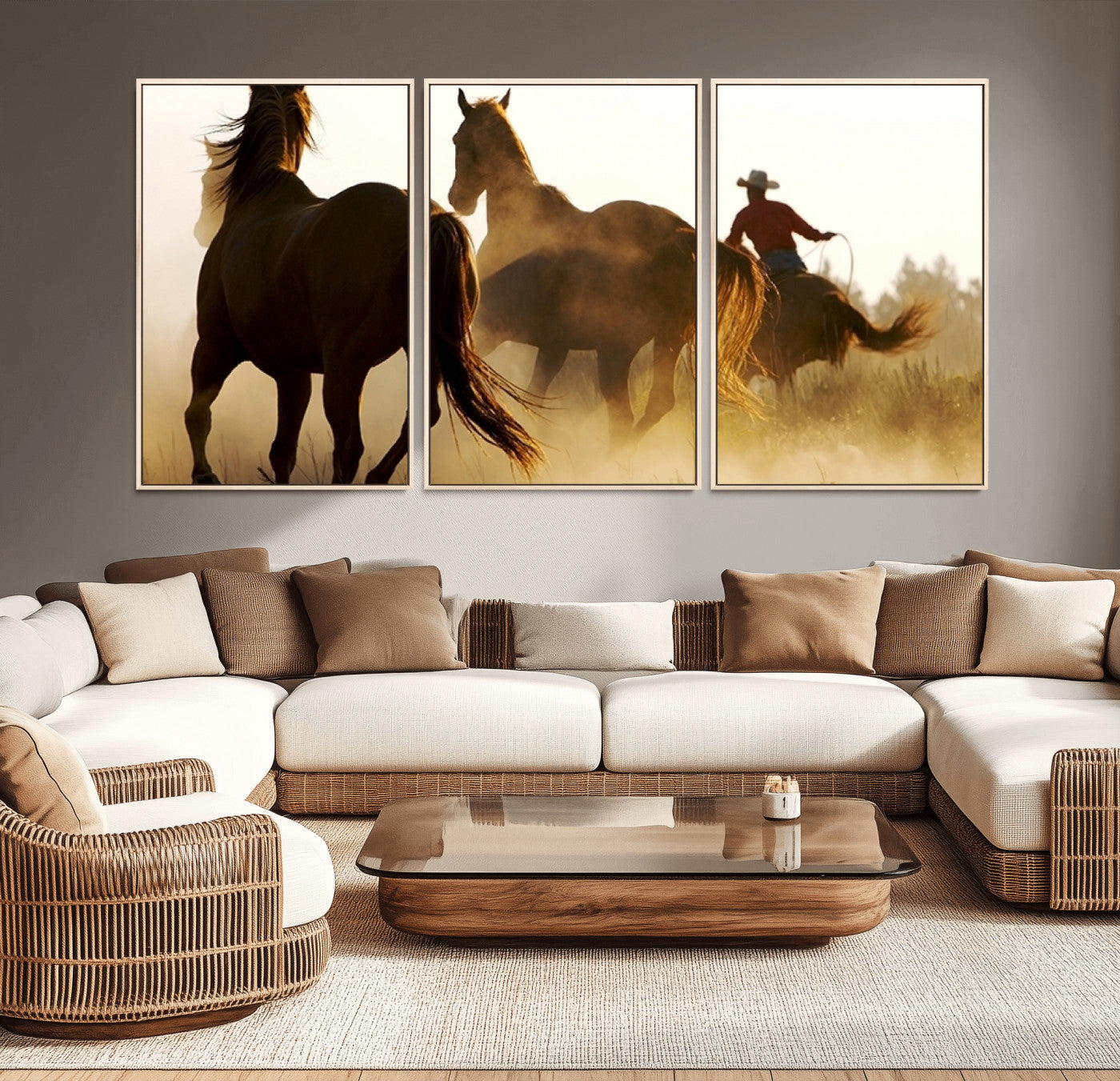 49068-MGV-CV-36X24-Horses and Cowboys Wall Art Canvas Print