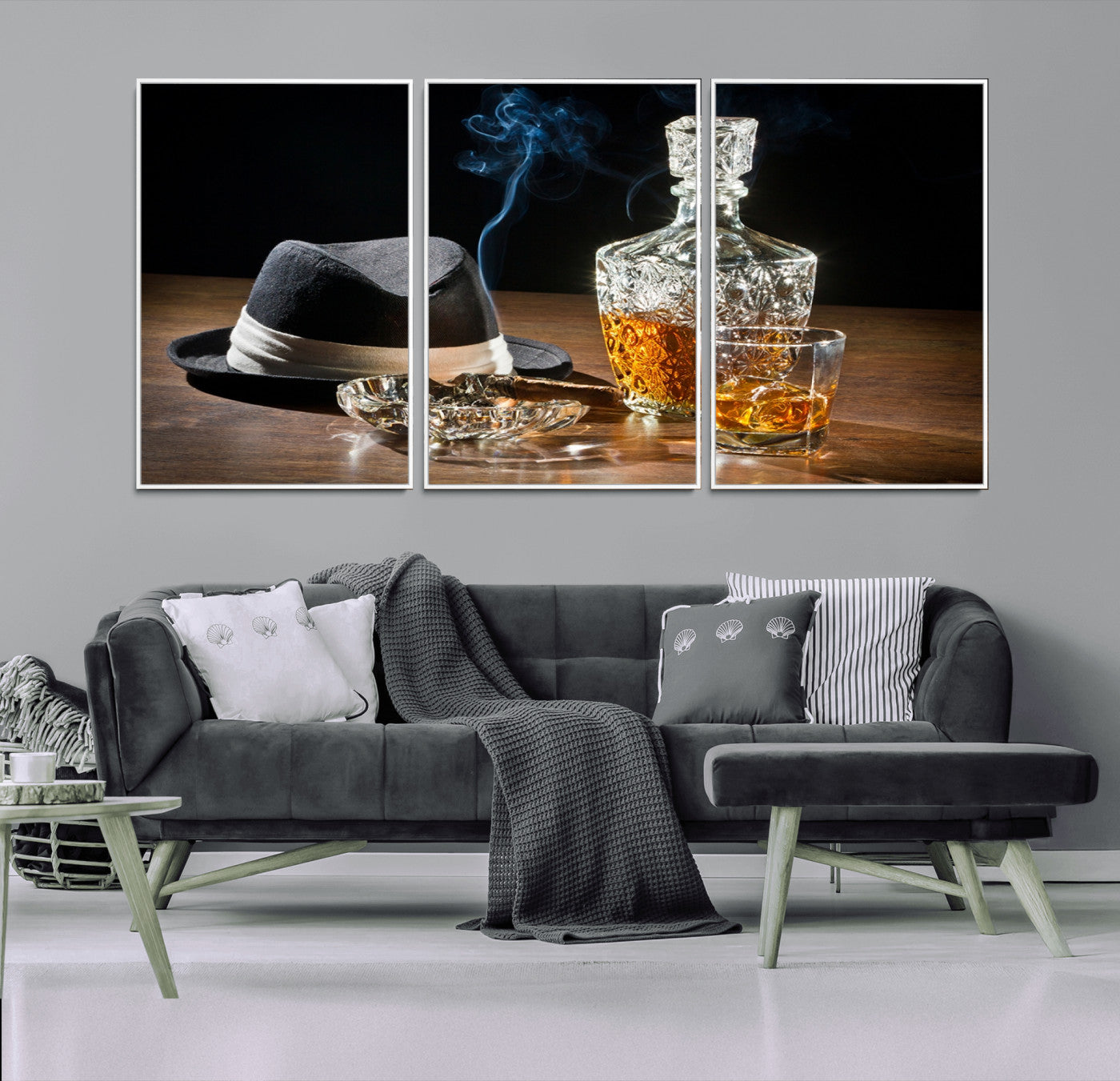 14629-MGV-FC-60X30-3P-Extra Large Bourbon Wall Art – Whiskey Bar Theme Vintage Bottle Canvas Print Decor for Home, Living Room, Office