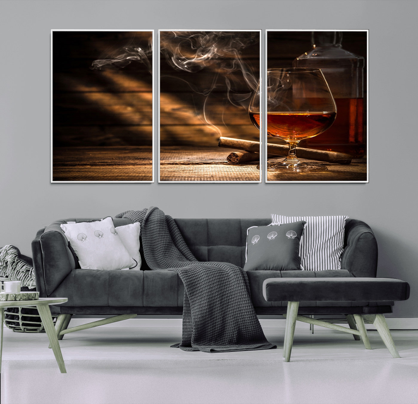 MGV-FC-60X30-3P - Whiskey and Cigar Wall Art Canvas Print