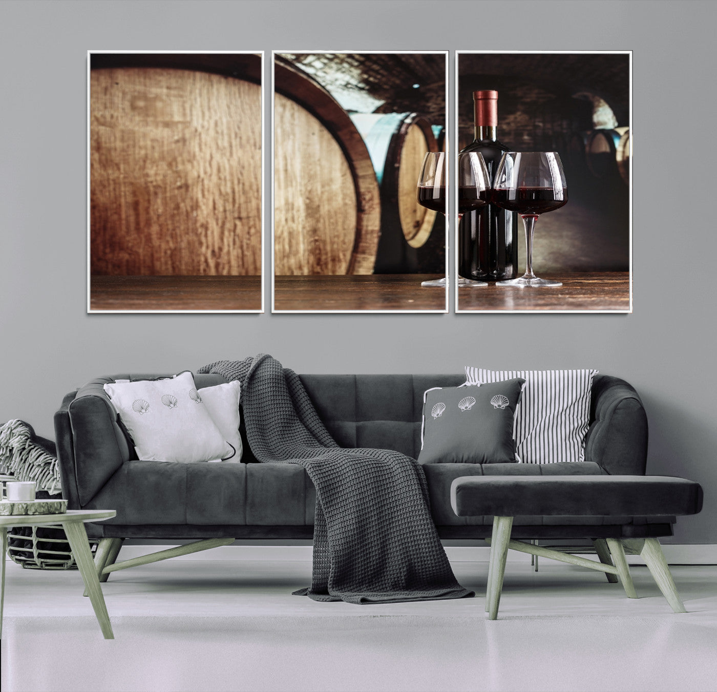 MGV-FC-60X30-3P - Wine and Barrel Wall Art Canvas Print