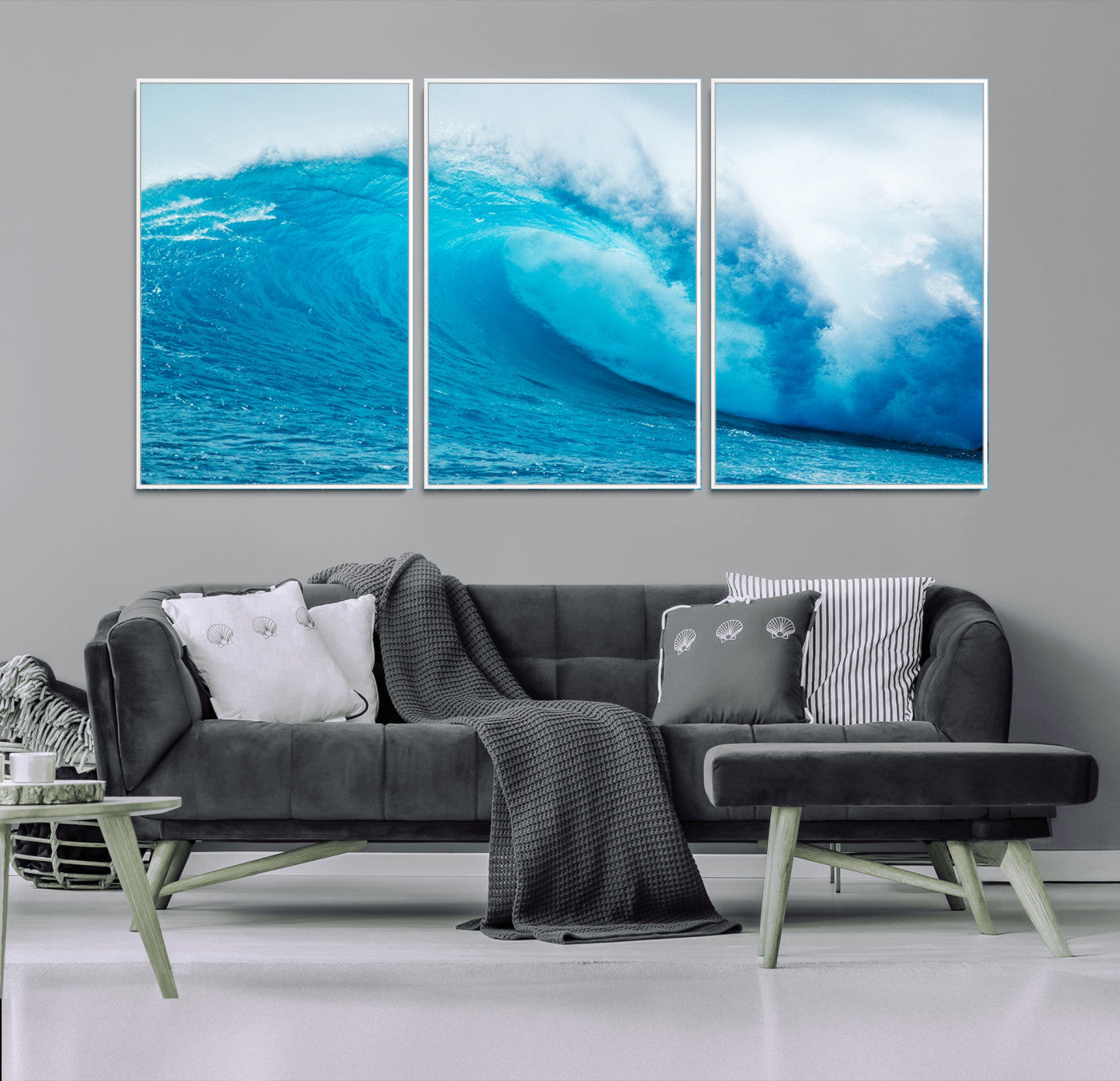13117-MGV-FC-60X30-3P_White-Big Ocean Surfing Wave Wall Art Canvas Print