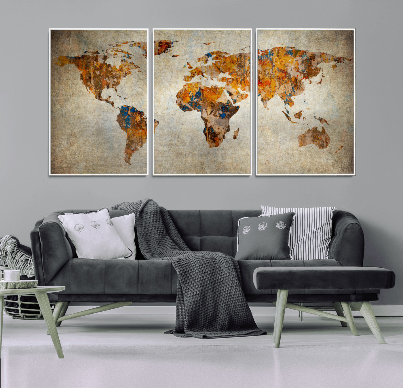 MGV-FC-60X30-3P - Push Pin World Map Canvas Print – Framed Wall Art for Couples to Track Their Travels – Anniversary