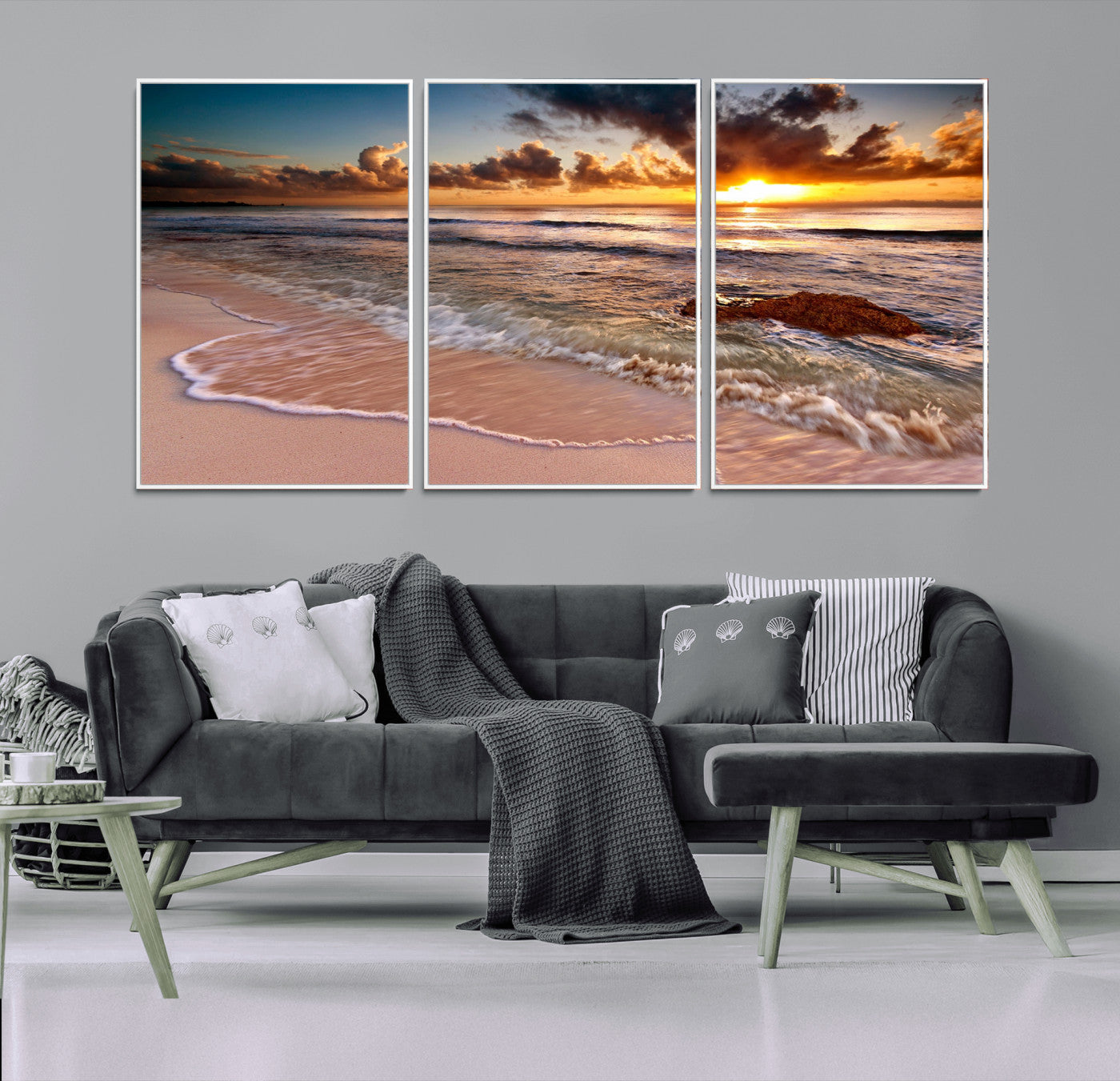 MGV-FC-60X30-3P - Sunset on Ocean Wall Art Canvas Print