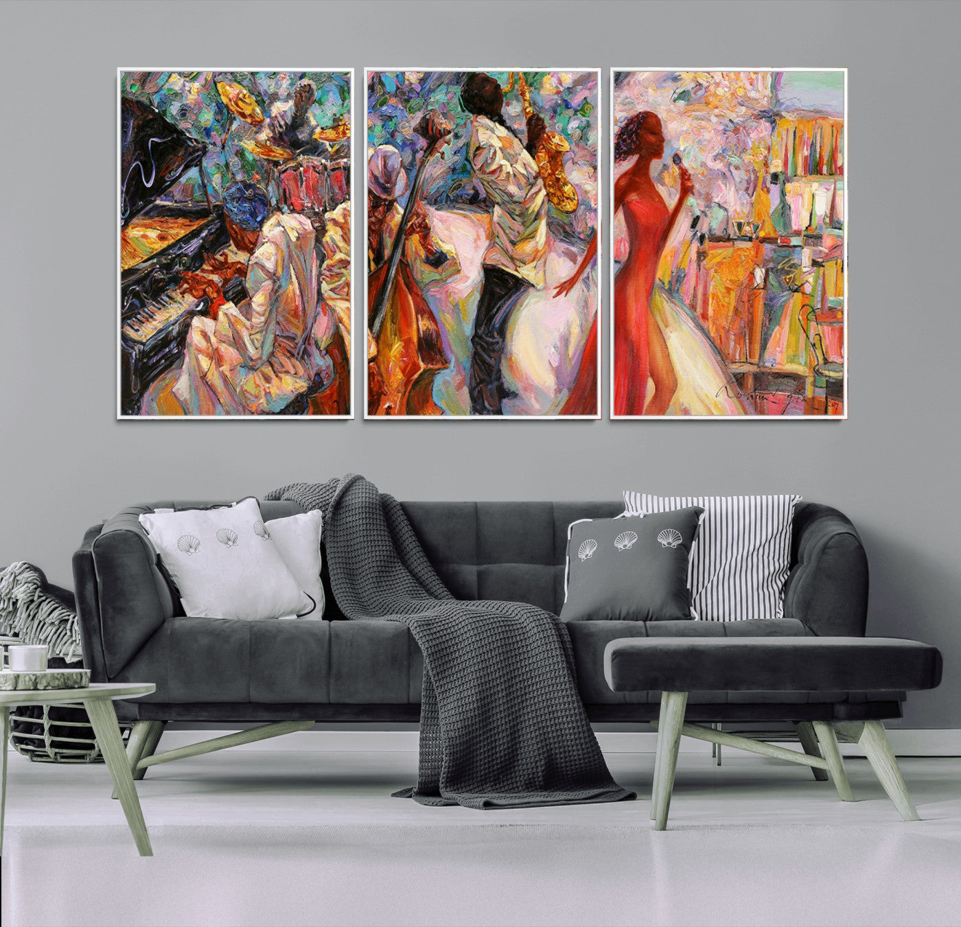 -Abstract Afro American Jazz Canvas Wall Art | Music-Inspired Painting for Dining Room, Living Room,