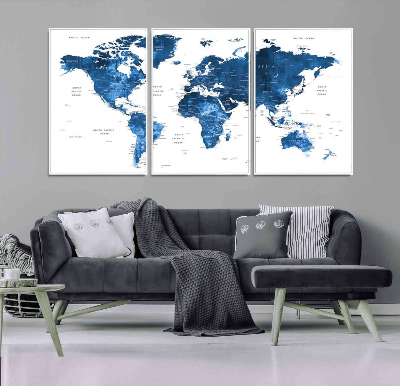 22546-MGV-CV-36X24-Push Pin World Map Canvas Print – Framed Travel Tracker Wall Art for Couples, Anniversary Gift and Modern Home Decor