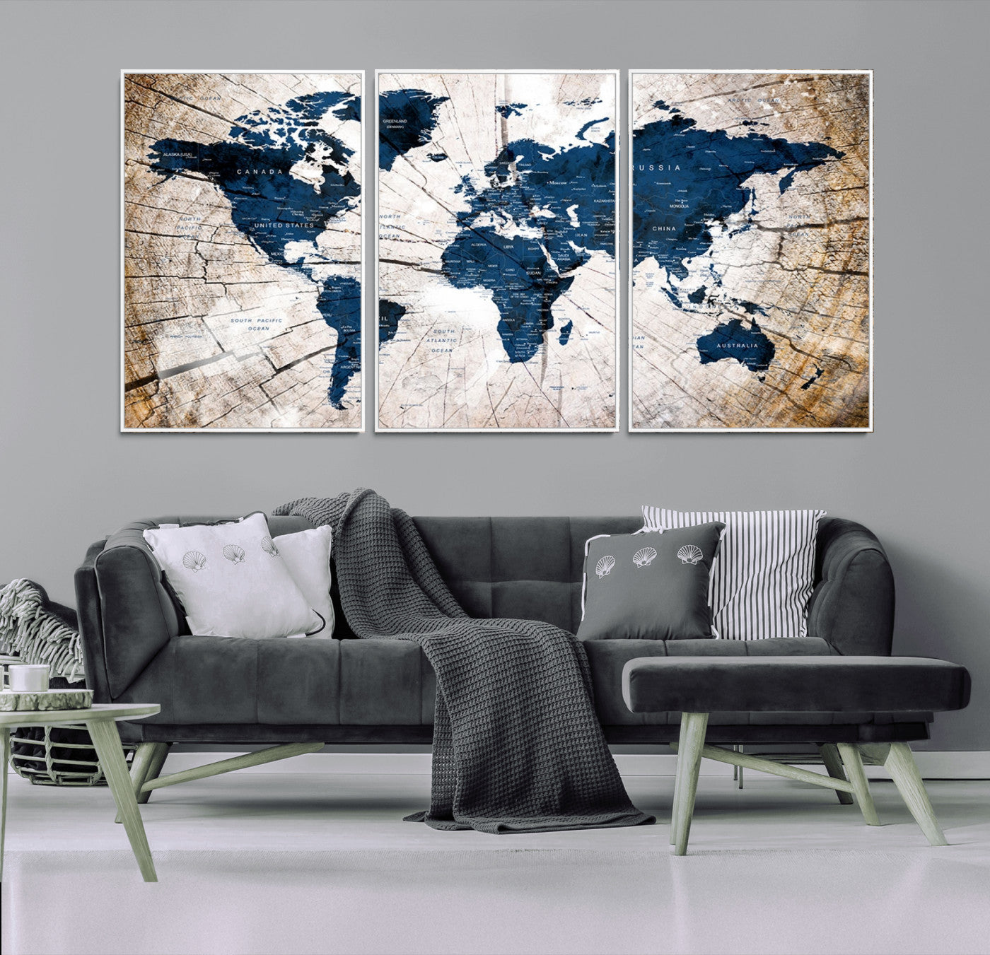 MGV-FC-60X30-3P - Push Pin World Map Canvas Print – Framed Wall Art for Couples to Track Their Travels – Anniversary