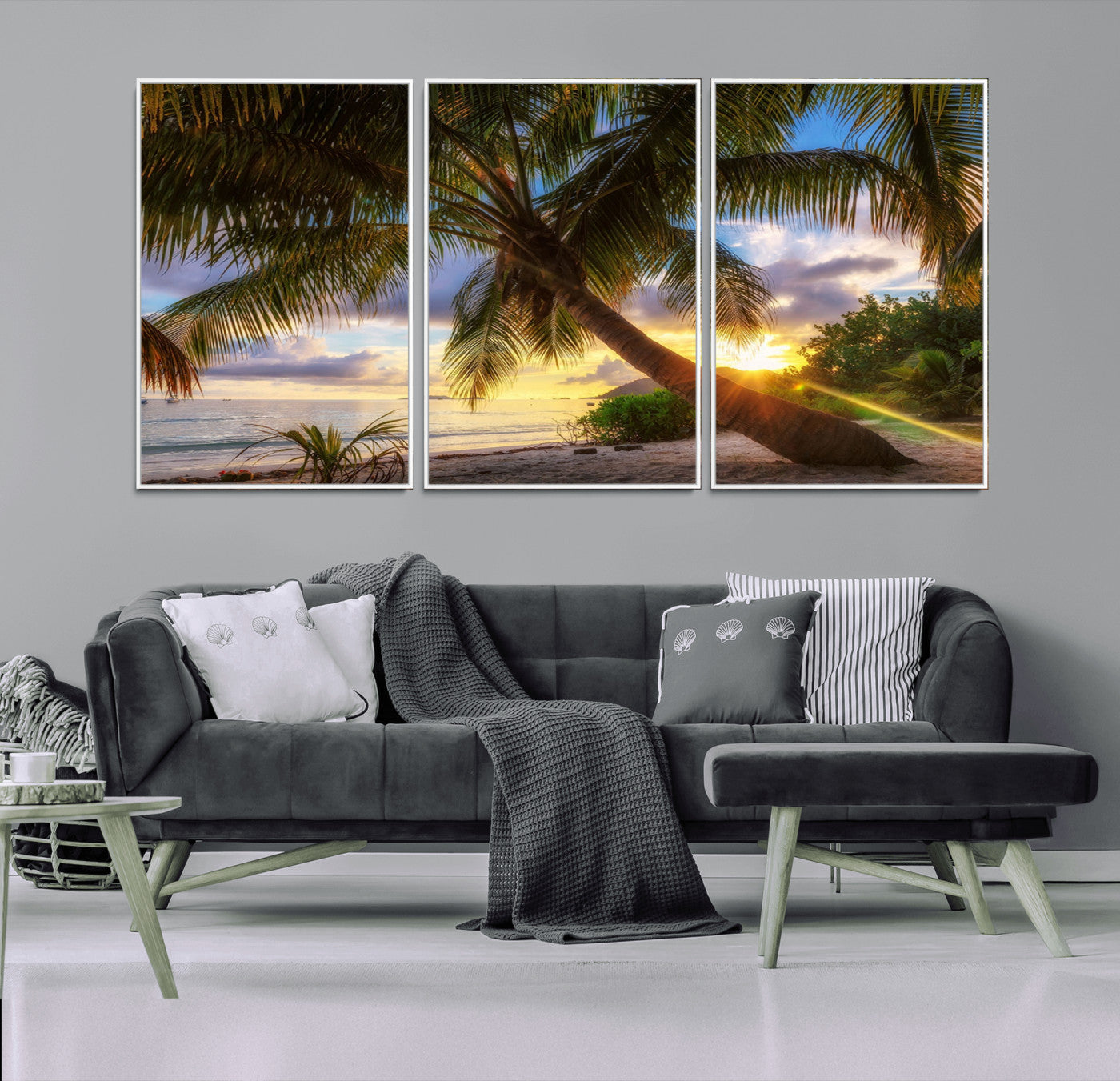 49751-MGV-CV-36X24-Tropical Island Sunset on the Beach Palms Wall Art Canvas Print