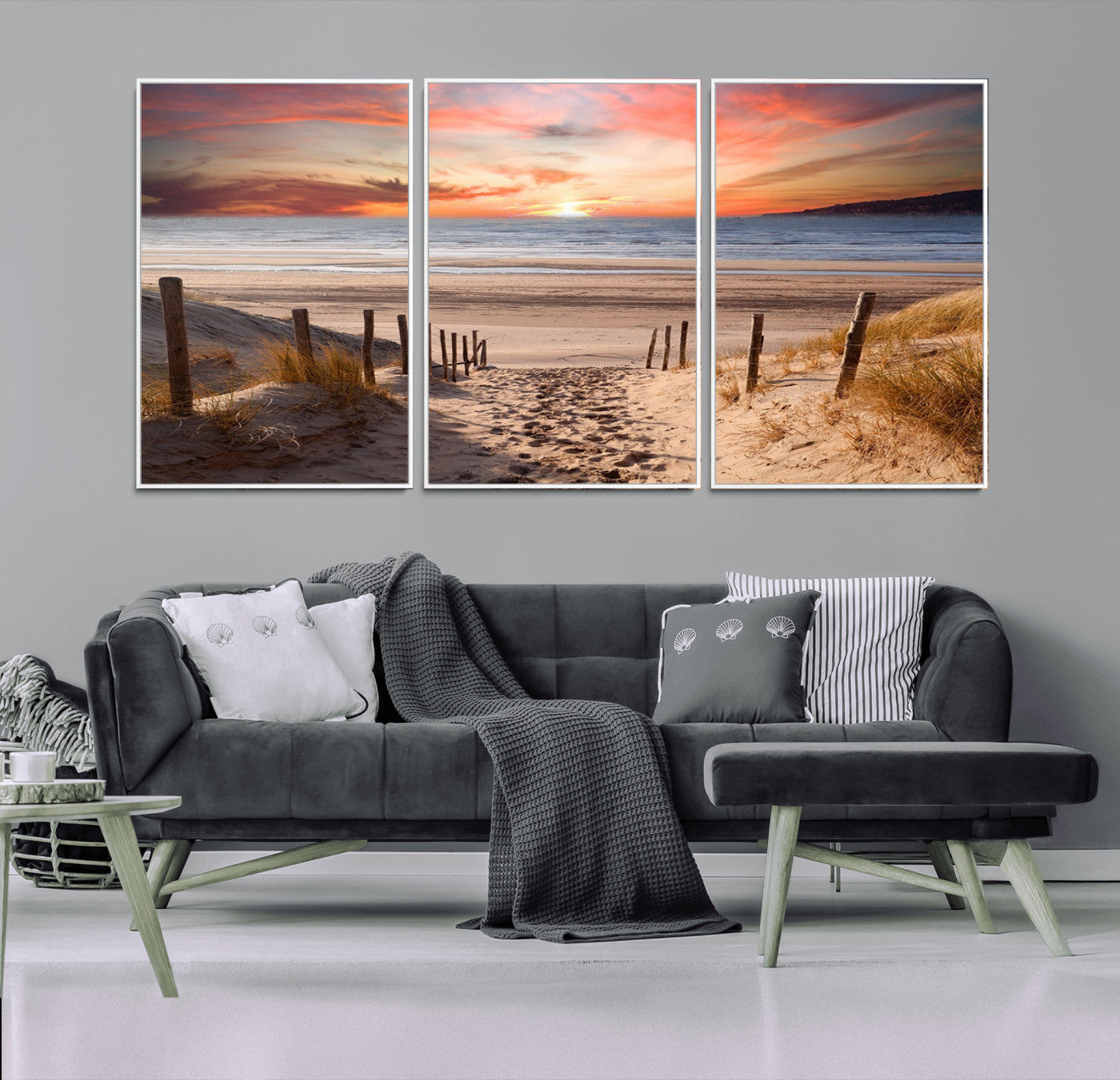 MGV-FC-60X30-3P - Sunset on the Sea Wall Art Canvas Print