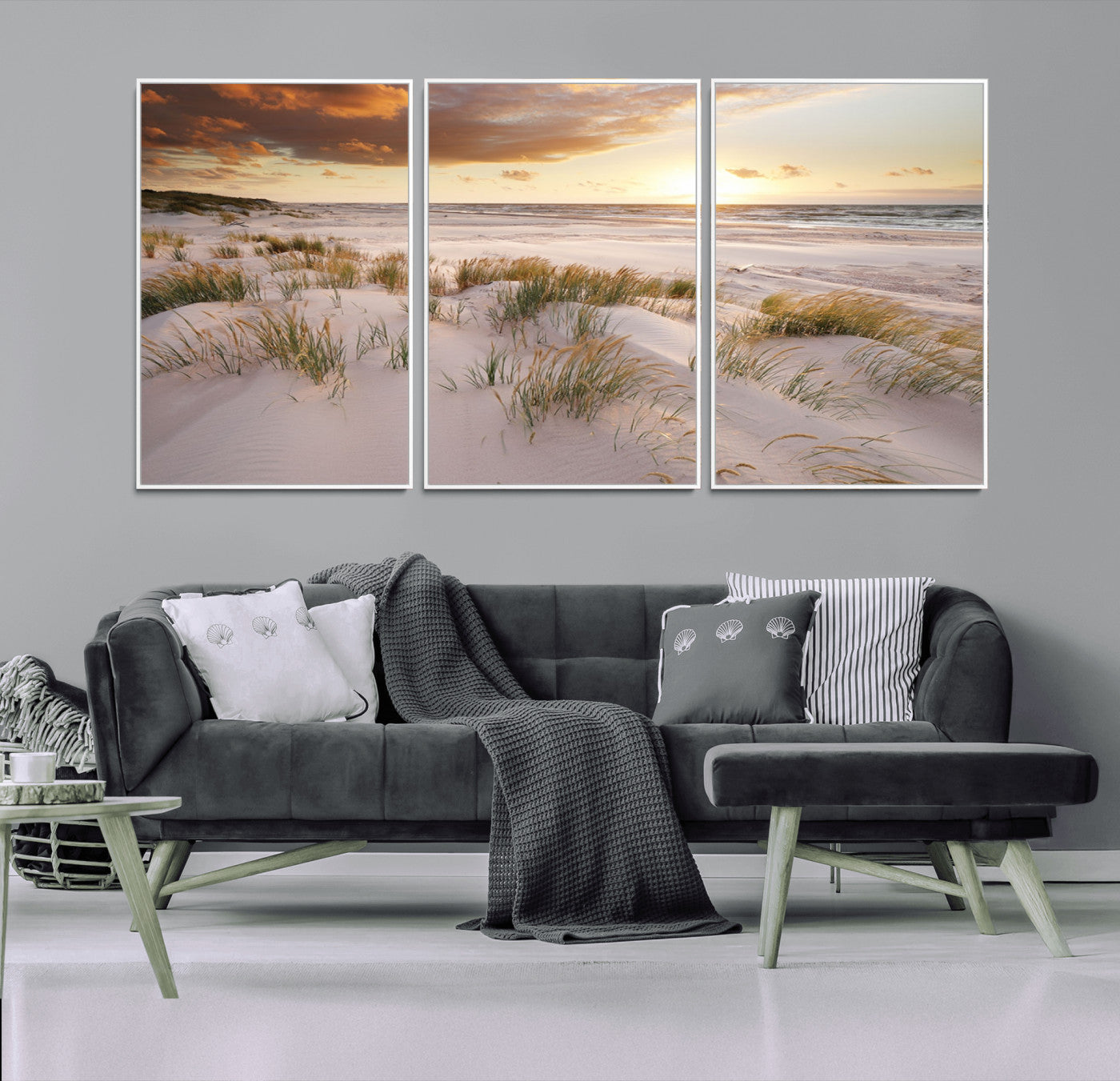 MGV-FC-60X30-3P - Flight Over Coastal Beach Landscape, Flight Over Coastal Beach Print Canvas Wall Art