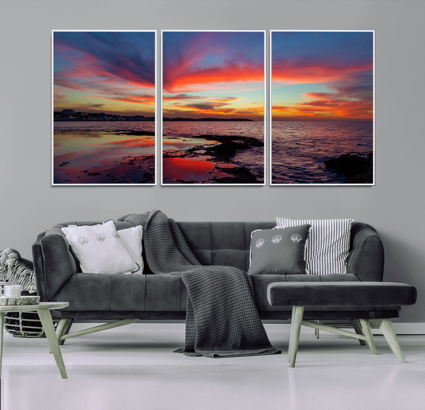 MGV-FC-60X30-3P - Glorious Sunset on The Beach Wall Art Canvas Print