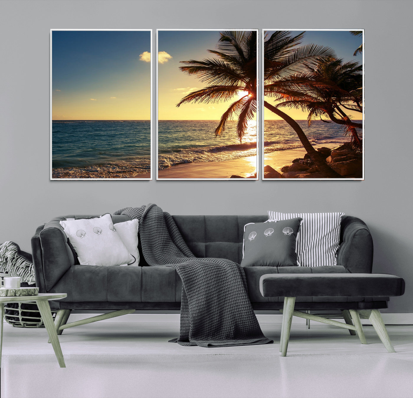MGV-FC-60X30-3P - Sunset Palm Trees Wall Art Canvas Print