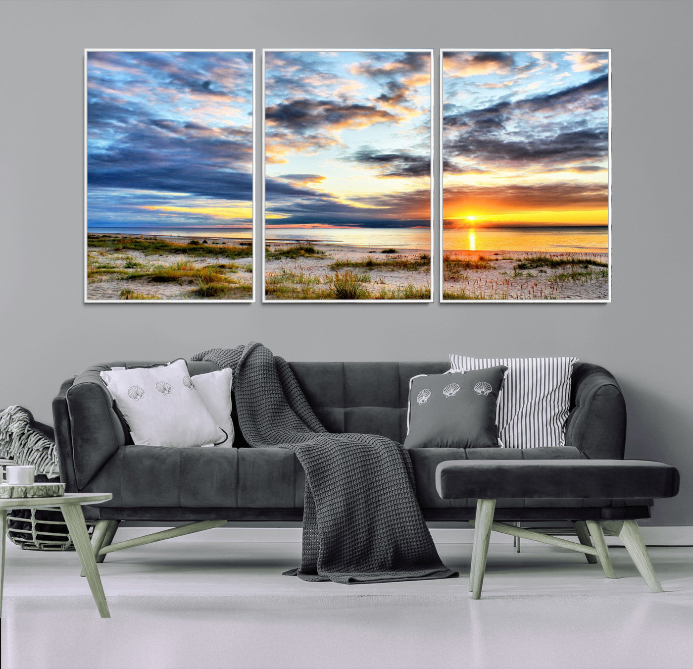 MGV-FC-60X30-3P - Sunset On The Ocean Wall Art Canvas Print