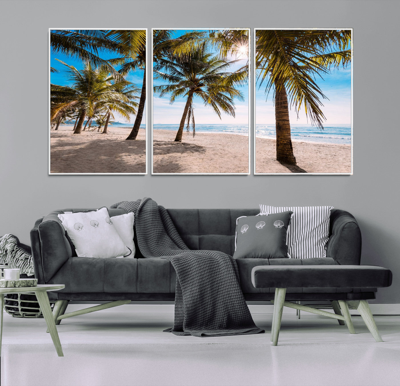 MGV-FC-60X30-3P - Palm Beach Tropical Island Wall Art Canvas Print