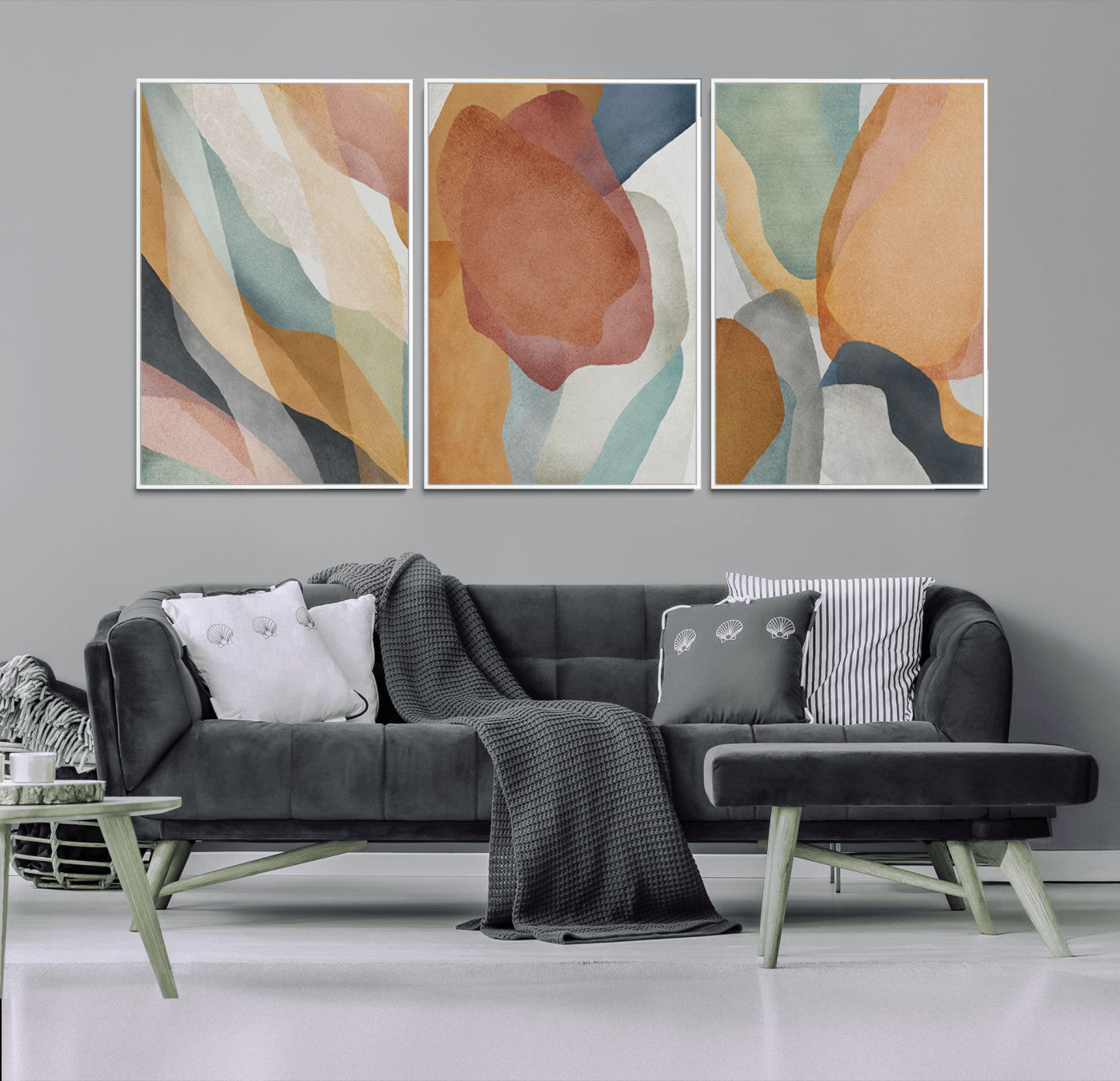 MGV-FC-60X30-3P - Boho Wall Art Canvas Print Set, Watercolor Boho Wall Art Canvas