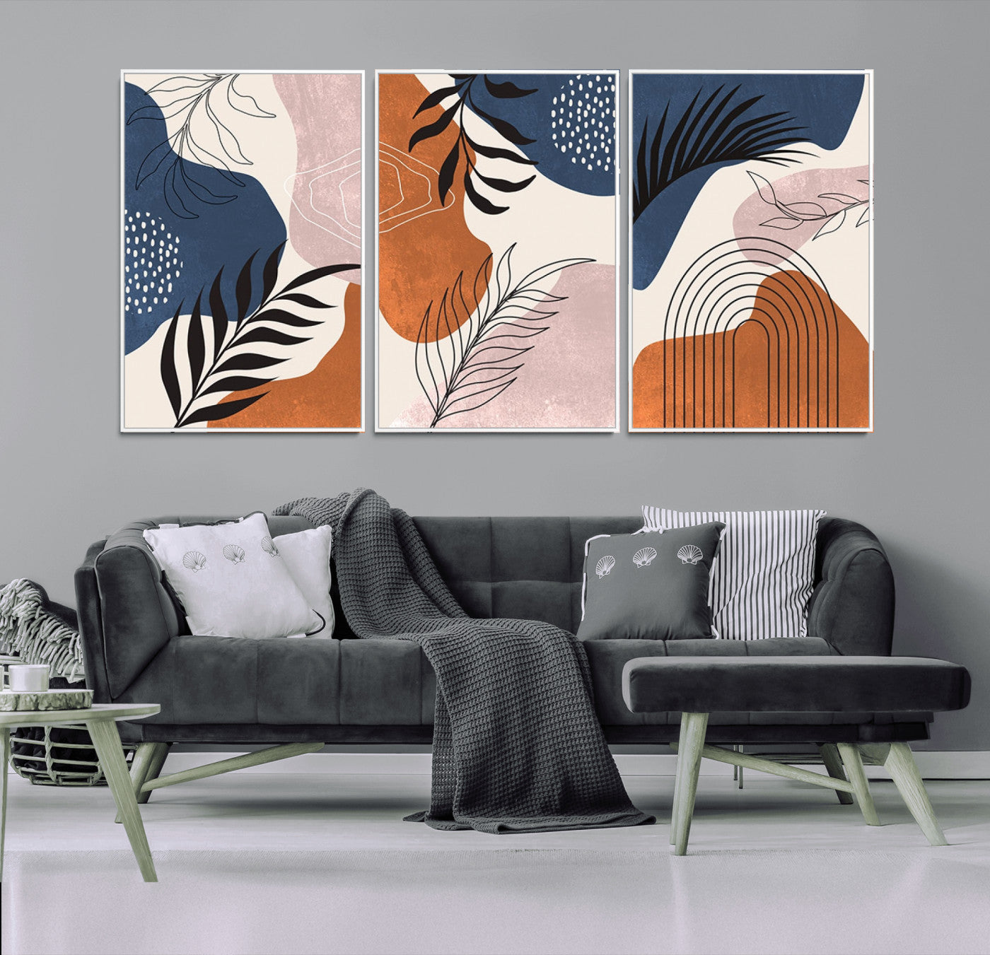 MGV-FC-60X30-3P - Boho Wall Art Canvas Print Set Mid-Century Prints Bohemian Wall Artwork Prints Boho Neutral,