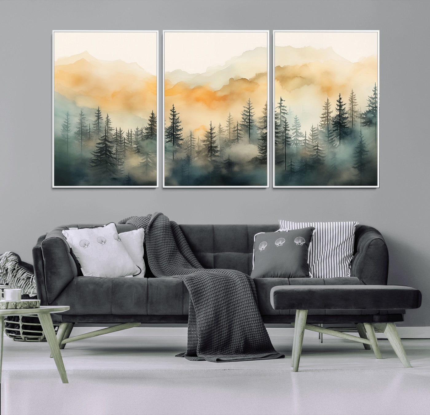 -Abstract Forest Print - Mountain Wall Art | Autumn Landscape Canvas Print for Living Room, Bedroom,