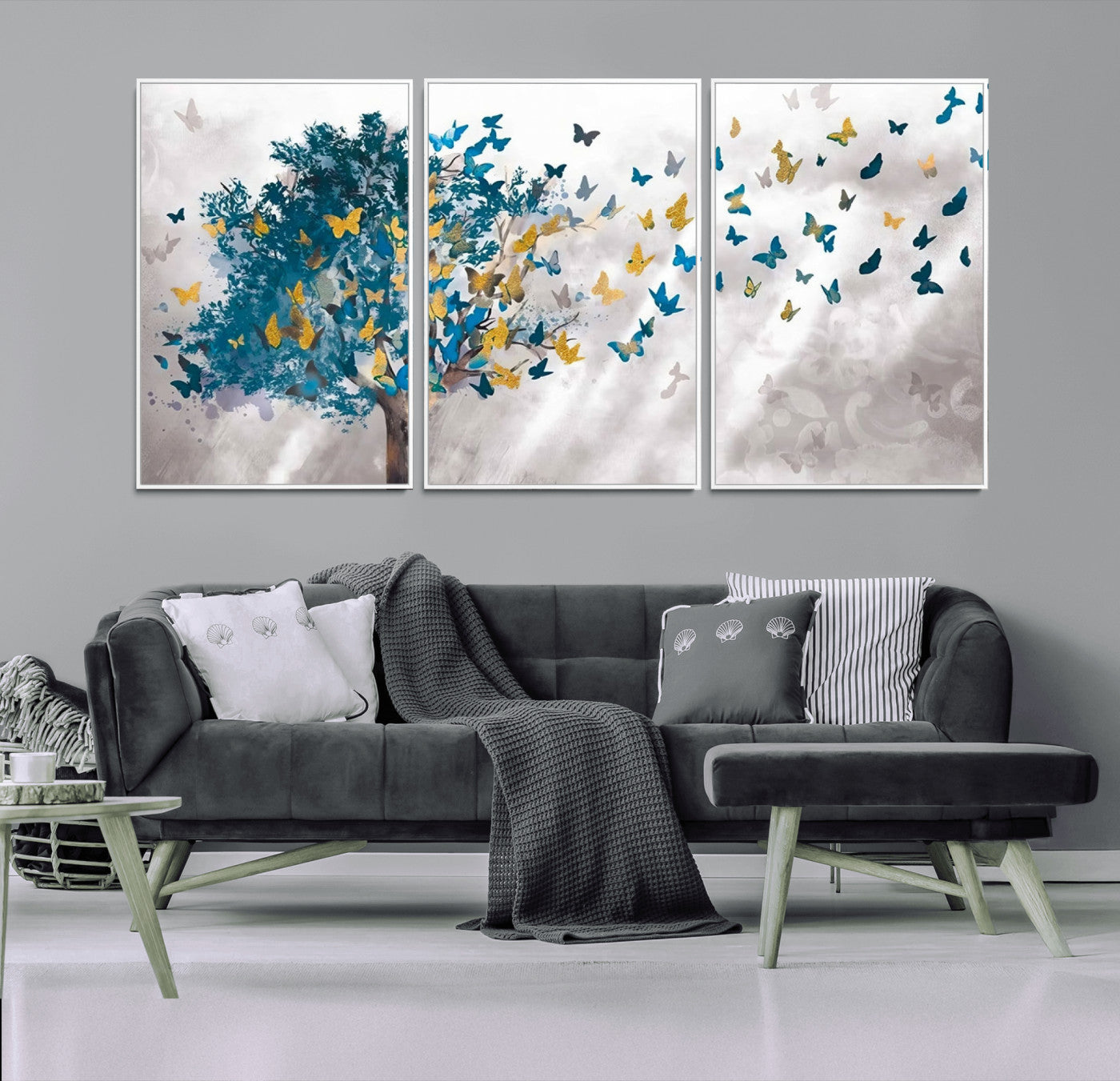 MGV-FC-60X30-3P - Tree Butterfly Abstract Tree and Butterfly Wall Art Canvas Print