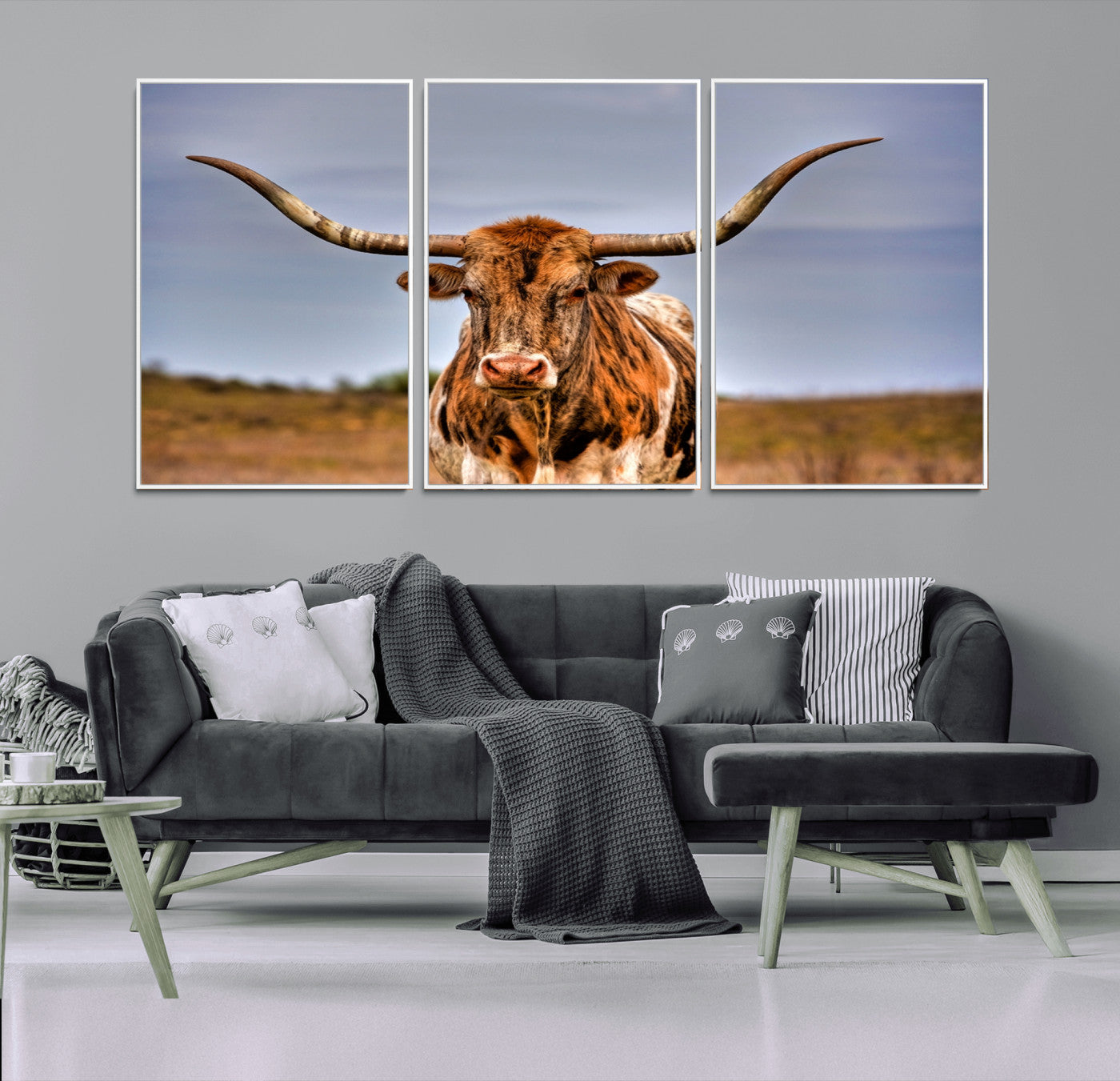 18594-MGV-CV-36X24-Texas Longhorn Wall Art Print, Framed Longhorn Cow Wall Art