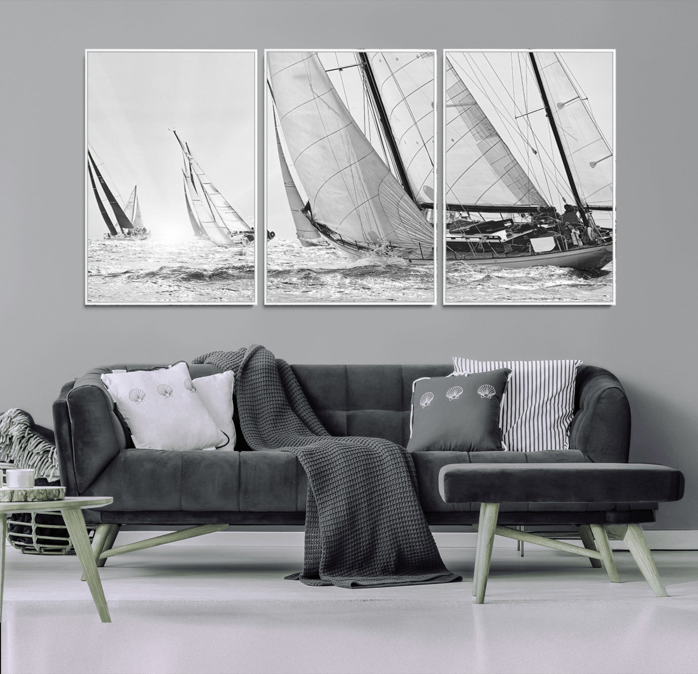 Boat-1-MGV-CV-36X24-Yacht Sailboat Regatta Canvas Wall Art Canvas Print