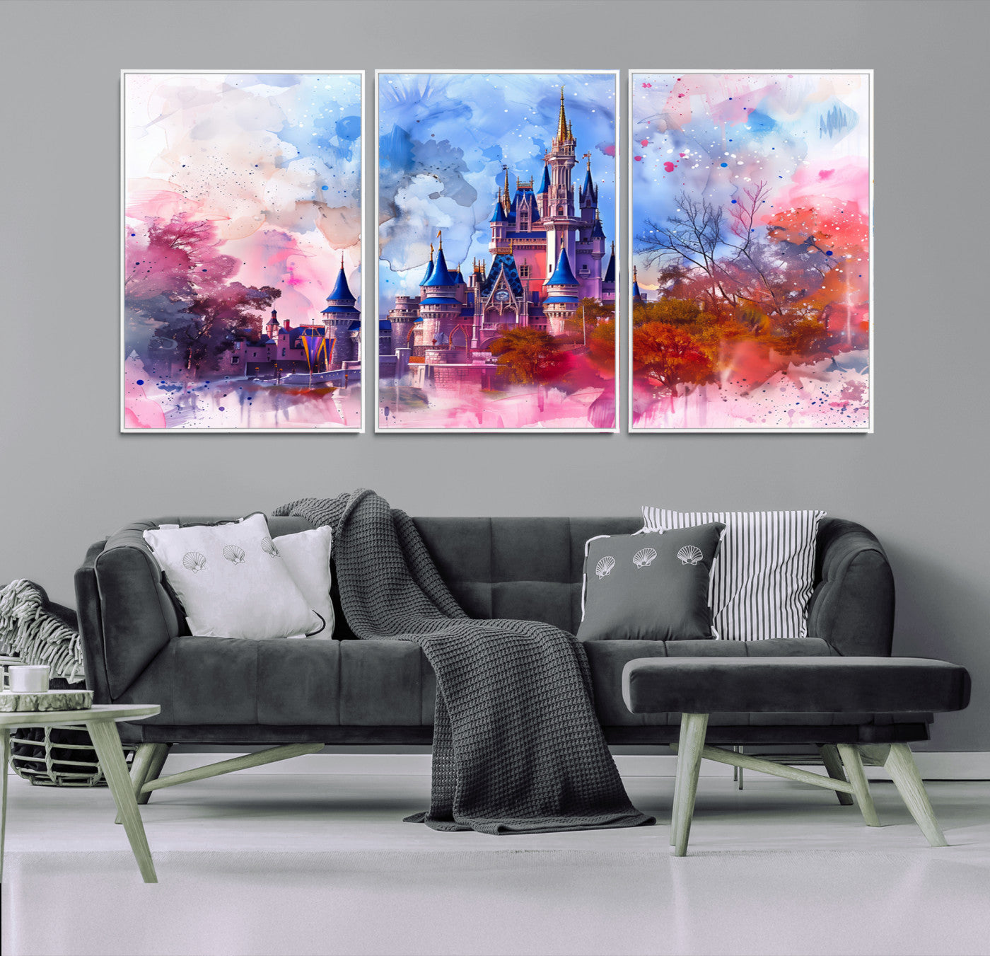 MGV-FC-60X30-3P - Disney Wall Art: Dreamy Watercolor Cinderella Castle Canvas Print
