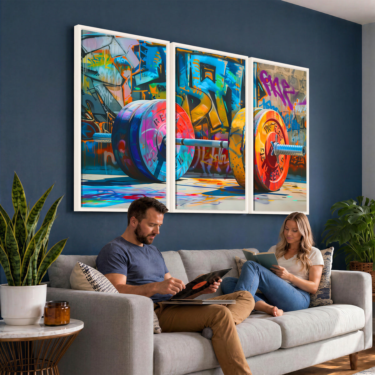 70871-MGV-CV-36X24 - Fitness Gym Barbell Graffiti Wall Art Canvas Print