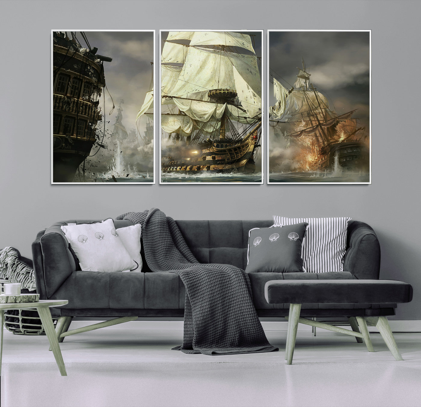 MGV-FC-60X30-3P - Pirate Ship War Wall Art Canvas Print