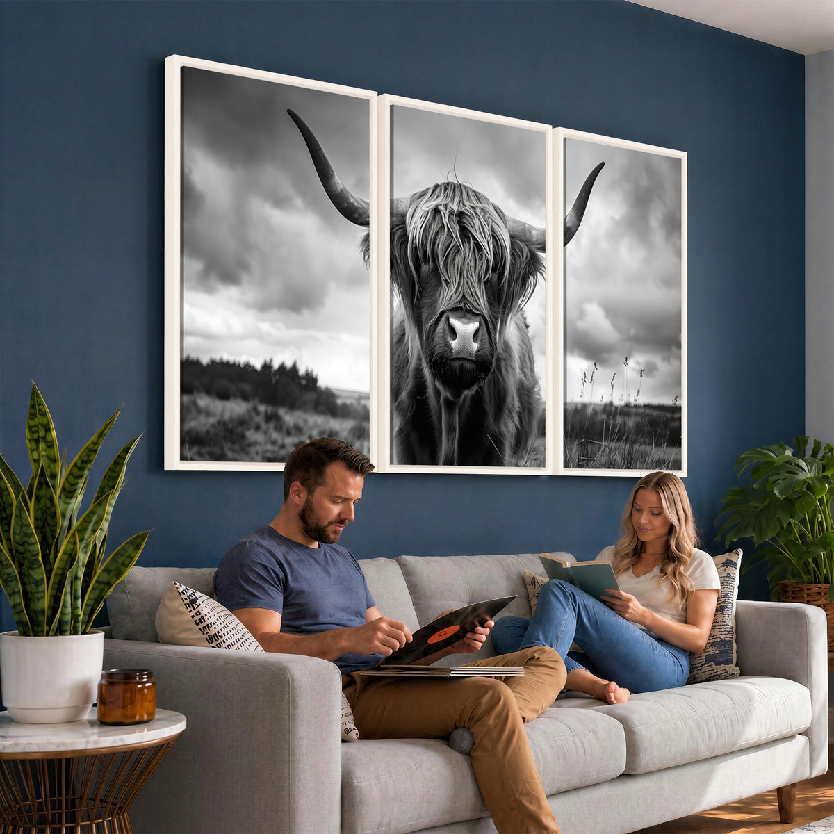 17924-_Poster-30x20 - Scottish Cow Wall Art Canvas Print, Longhorn Wall Art