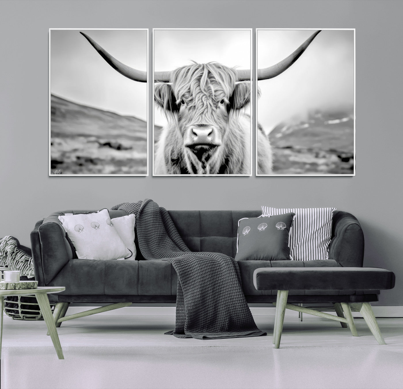 MGV-FC-60X30-3P - Scottish Cow Wall Art Canvas Print