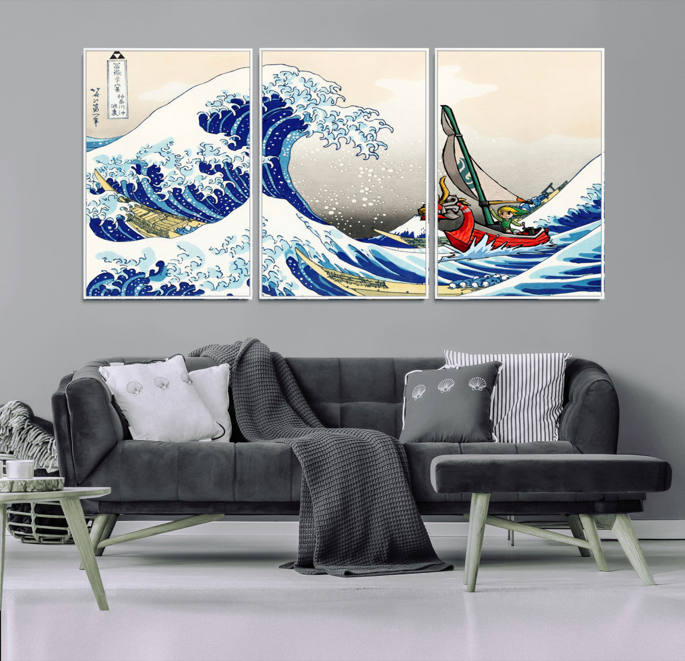 19450-MGV-CV-36X24-Katsushika Hokusai Kanagawa Giant Wave Wall Art Canvas Print | Iconic Japanese Art for Living Room
