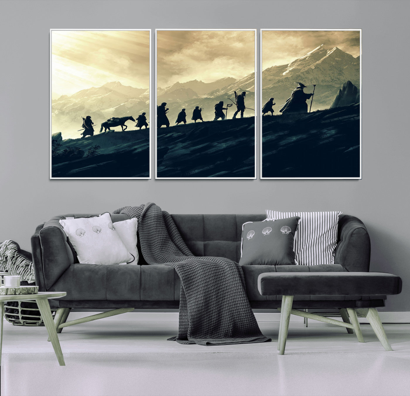 41574-MGV-CV-36X24-Lord of the Rings Silhouette Wall Art Capturing the Epic Quest Through Middle-Earth - The
