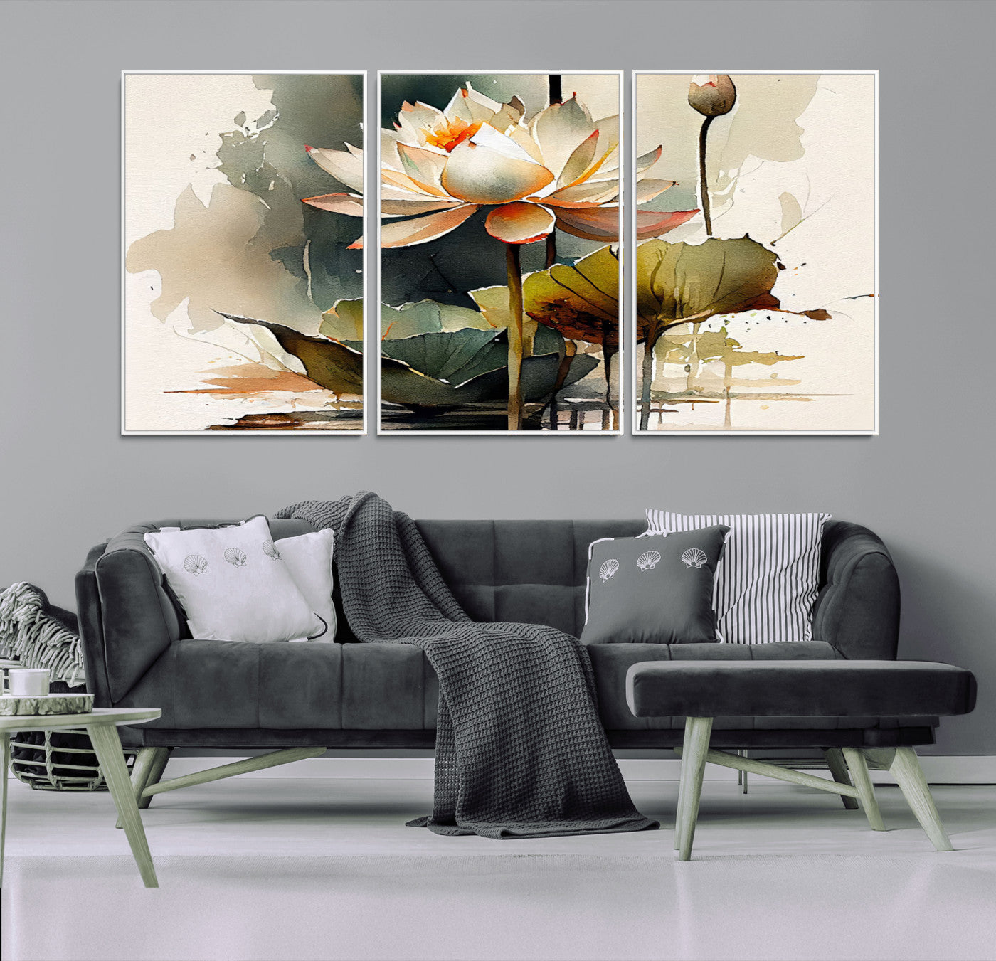 -Lotus Flower Watercolor Canvas Print – A Symbol of Serenity and Growth, Captured in Soft Watercolors