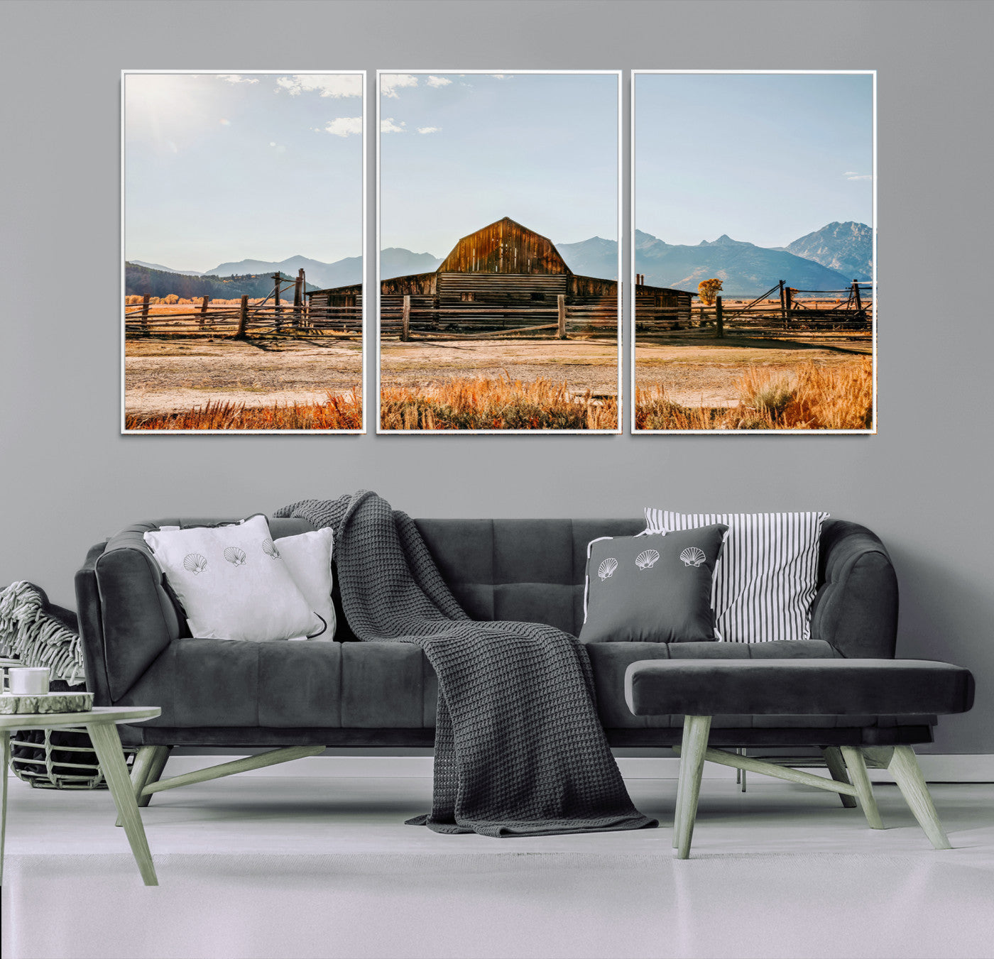 26513-MGV-CV-36X24-Vintage Old Barn Field Wall Art Canvas Print for Farmhouse Decor - Rustic Barn Wall Art Canvas Print
