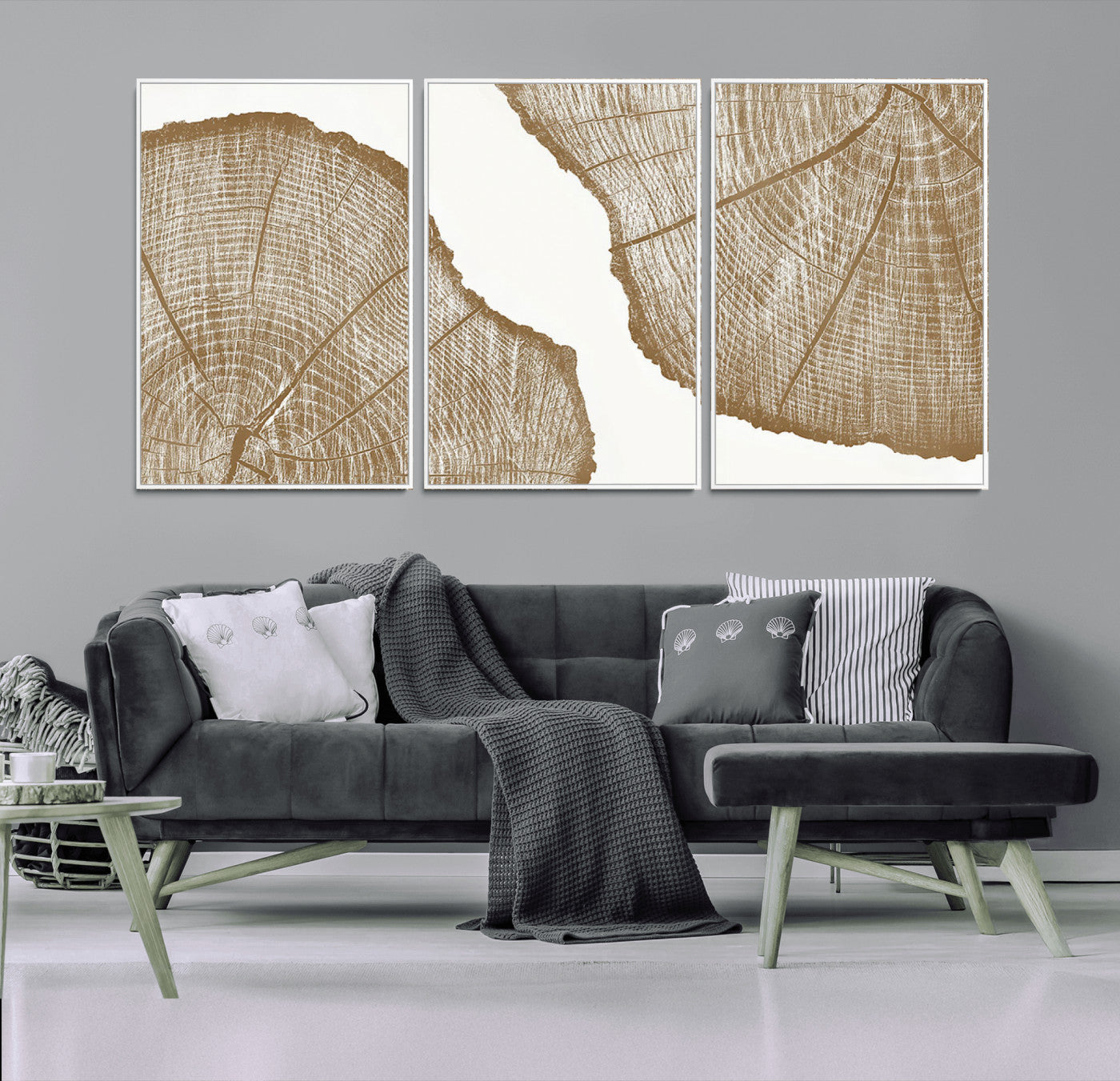 -Rustic Brown Tree Ring Wall Art Canvas Print – Framed and Ready to Hang – Elegant Nature-Inspired