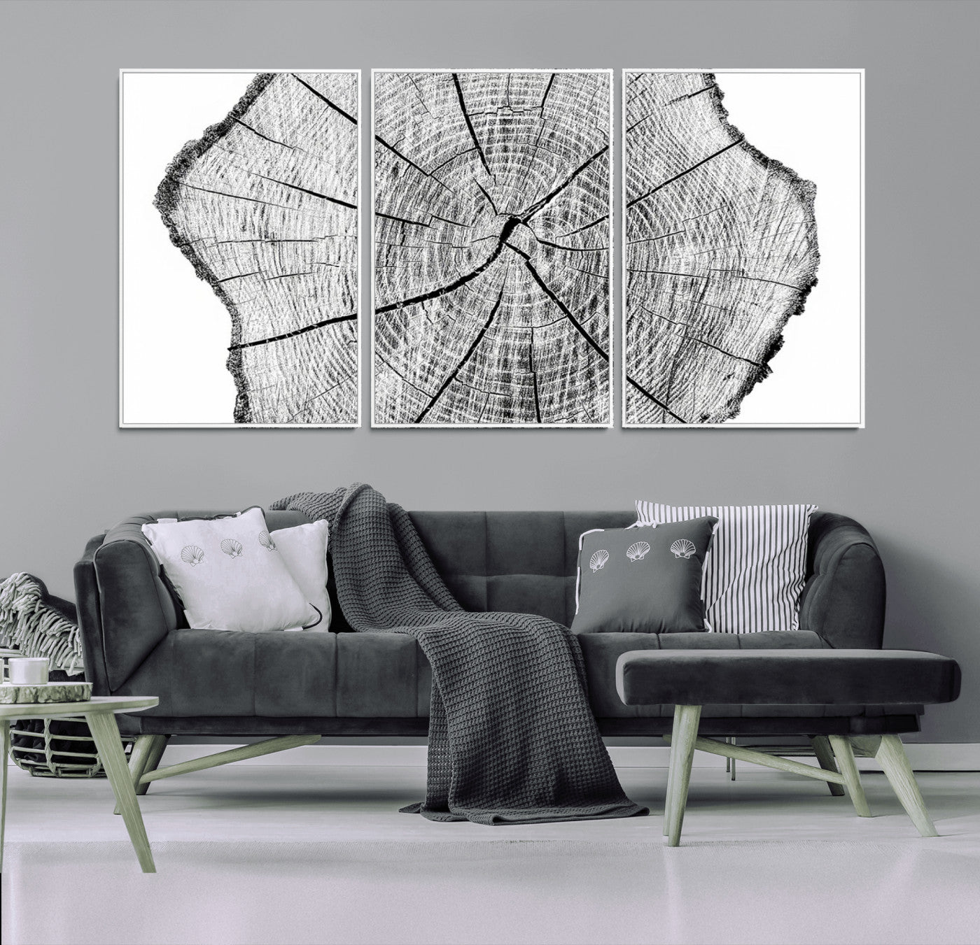 -Rustic Tree Ring Wall Art Canvas Print – Framed and Ready to Hang – Perfect for Nature-Inspired and