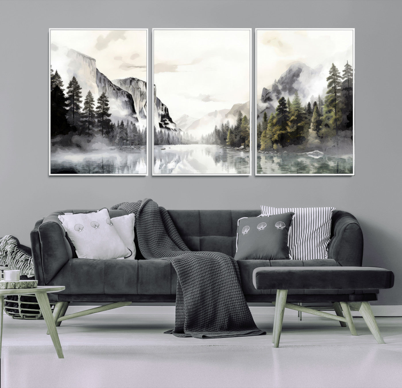 MGV-FC-60X30-3P - Yosemite Valley Wall Art Canvas Print – Framed and Ready to Hang – Majestic Nature Landscape Décor