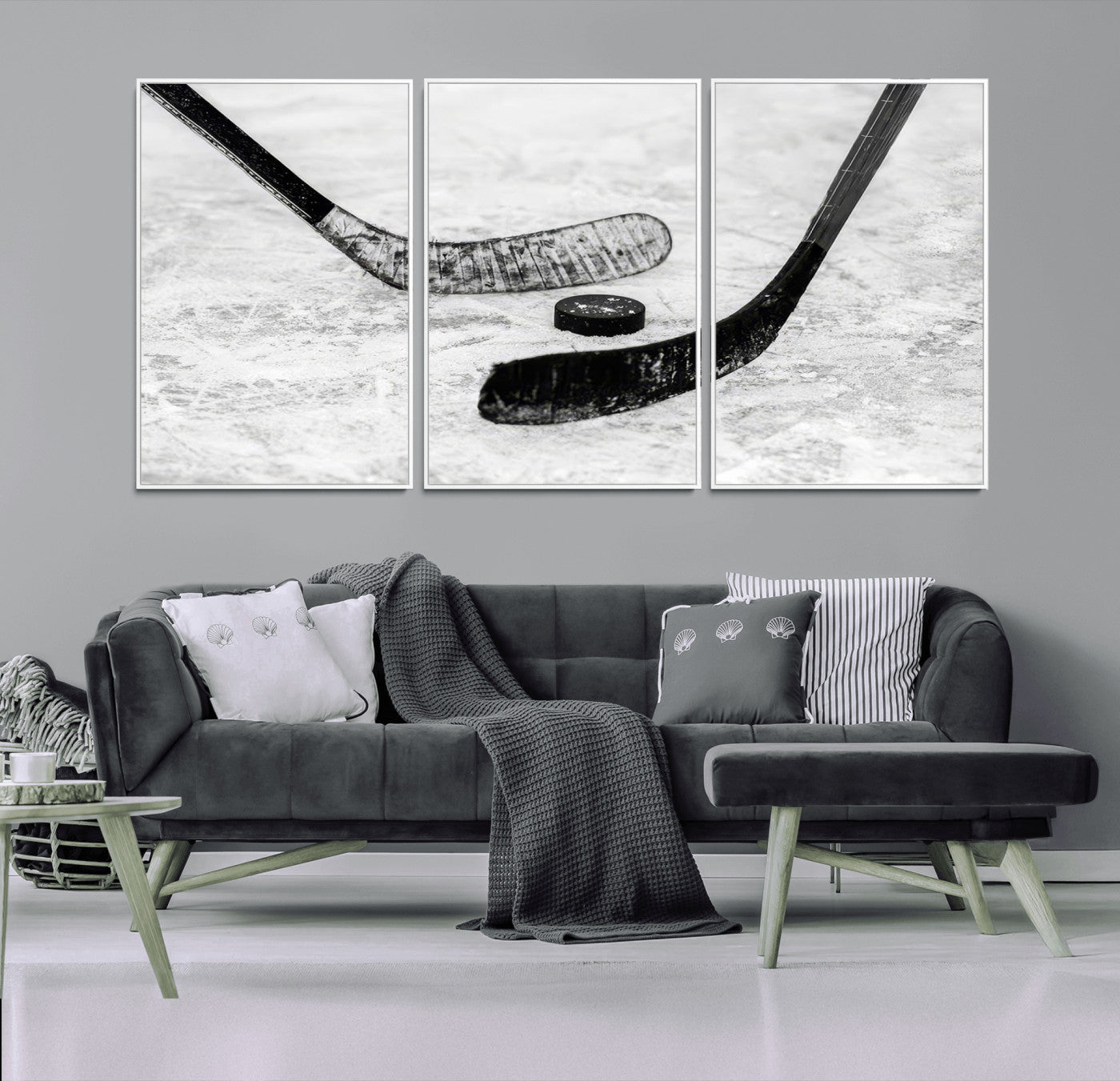 MGV-FC-60X30-3P - Winter Ice Hockey Sport Canvas Wall Art Print - Hockey Wall Art Print