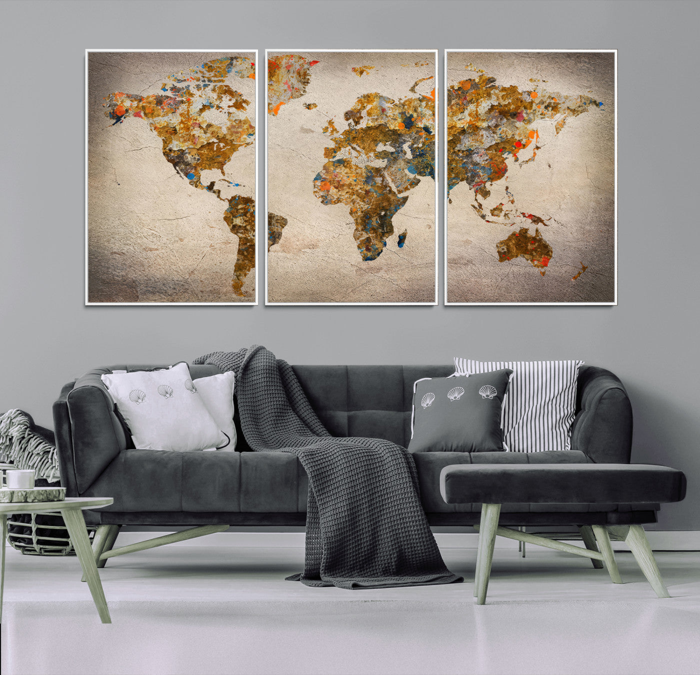 MGV-FC-60X30-3P - Push Pin World Map Canvas Print – Framed Wall Art for Couples to Track Their Travels – Anniversary