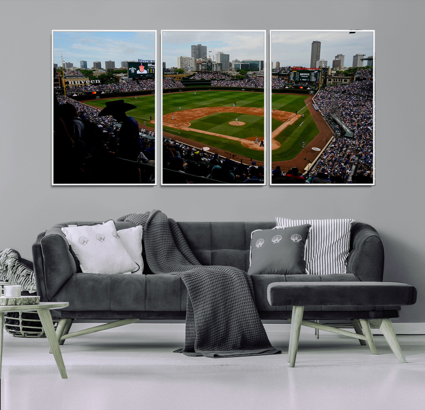MGV-FC-60X30-3P - Chicago Cubs Baseball Team Print - Wrigley Field Stadium Wall Art Canvas Print