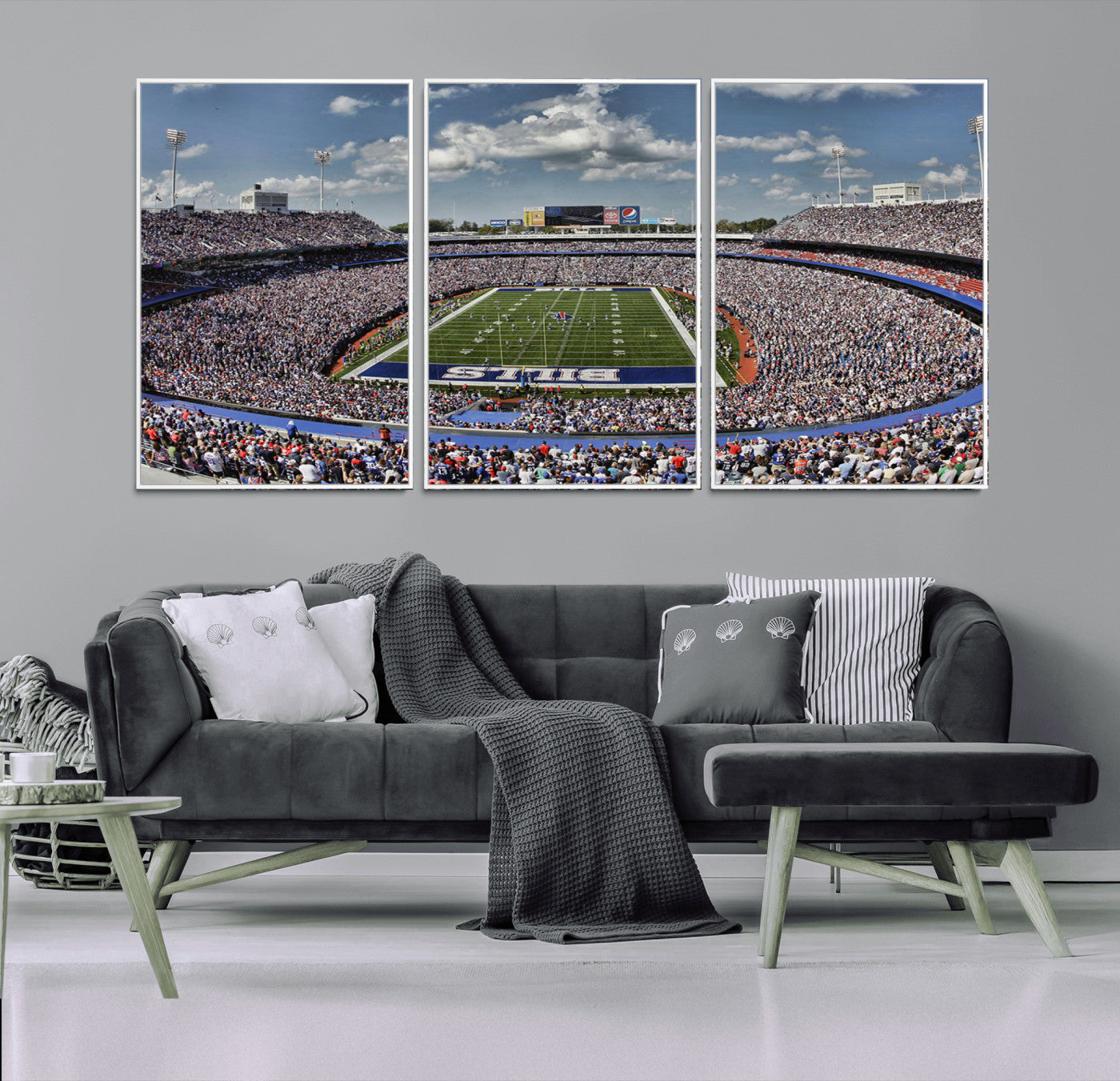 MGV-FC-60X30-3P - Buffalo Bills Highmark Stadium Wall Art Canvas Print - Bills Stadium Game Day Triple Canvas Wall Art - Buffalo Bills NFL Match