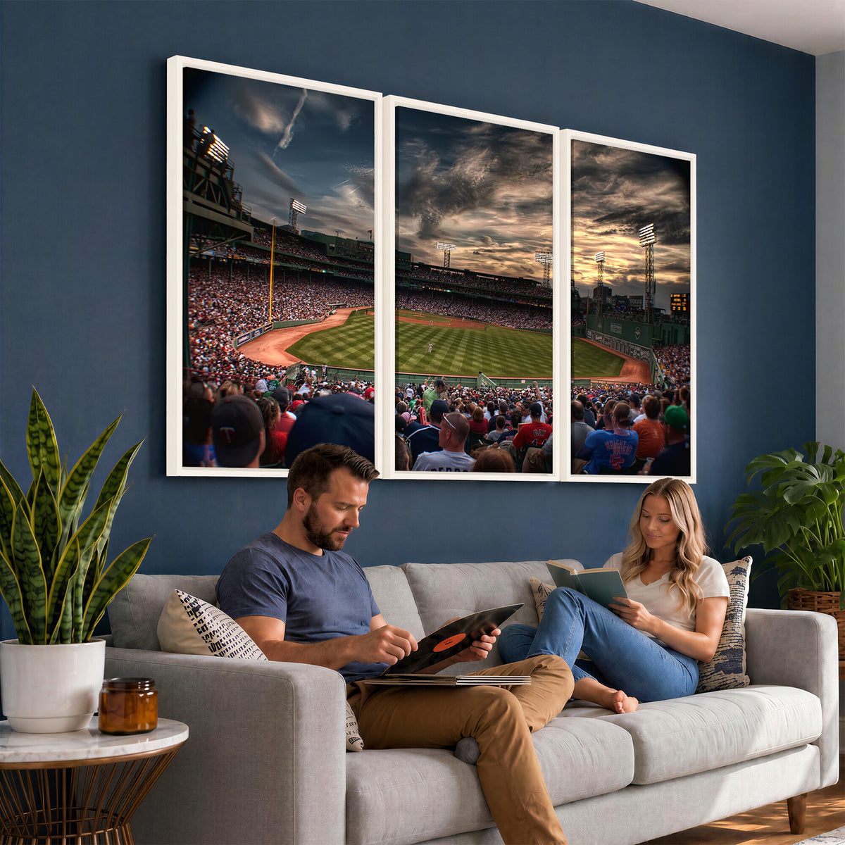 53432-MGV-CV-36X24 - Boston Red Sox Baseball Team Print, Massachusetts Fenway Park Stadium Wall Art Canvas Print